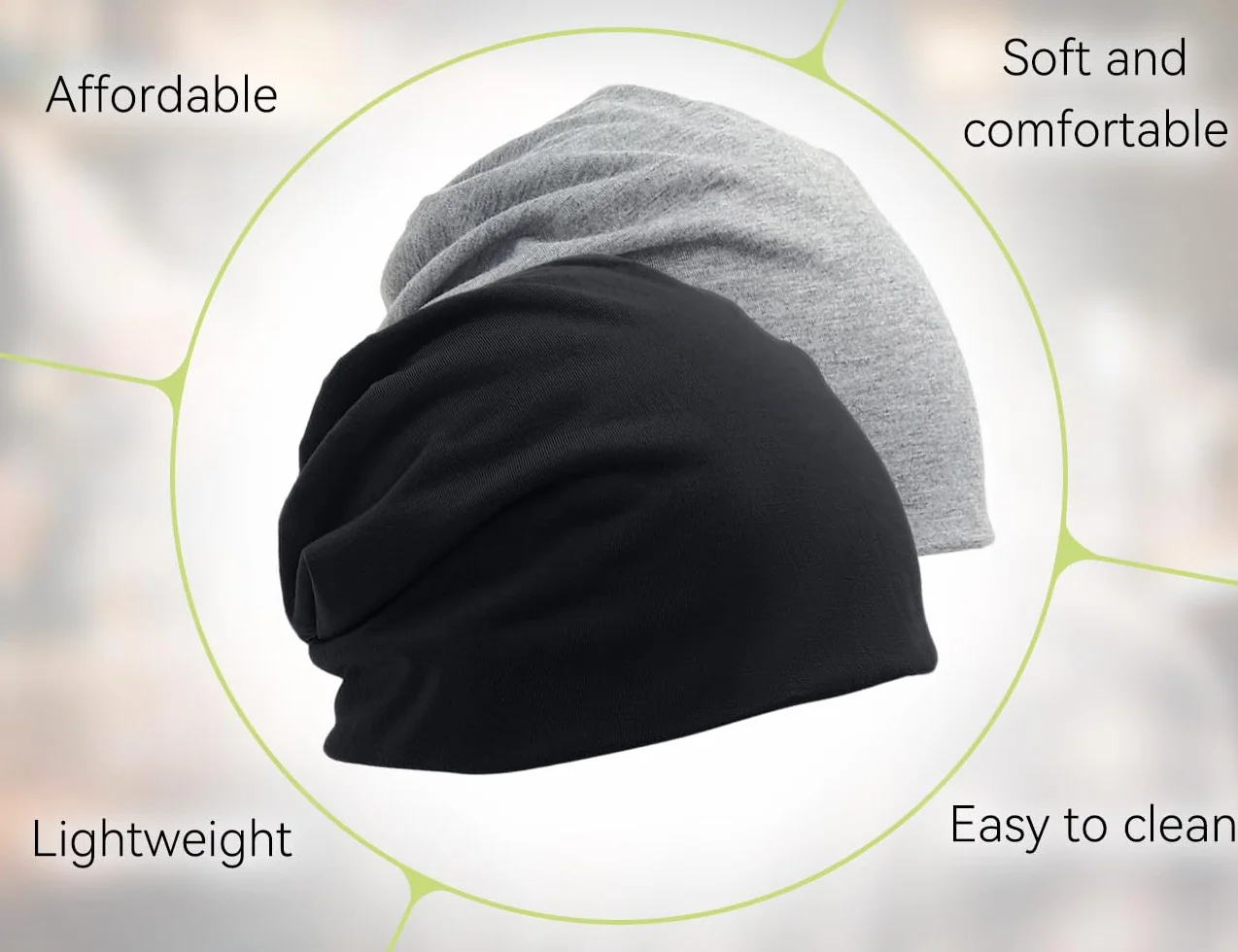 Slouchy cienka czapka beanie, 3 sztuki, dla kobiet i mężczyzn, chemiczne nakrycie głowy, elastyczna czapka do biegania (czarna, biała, szara)