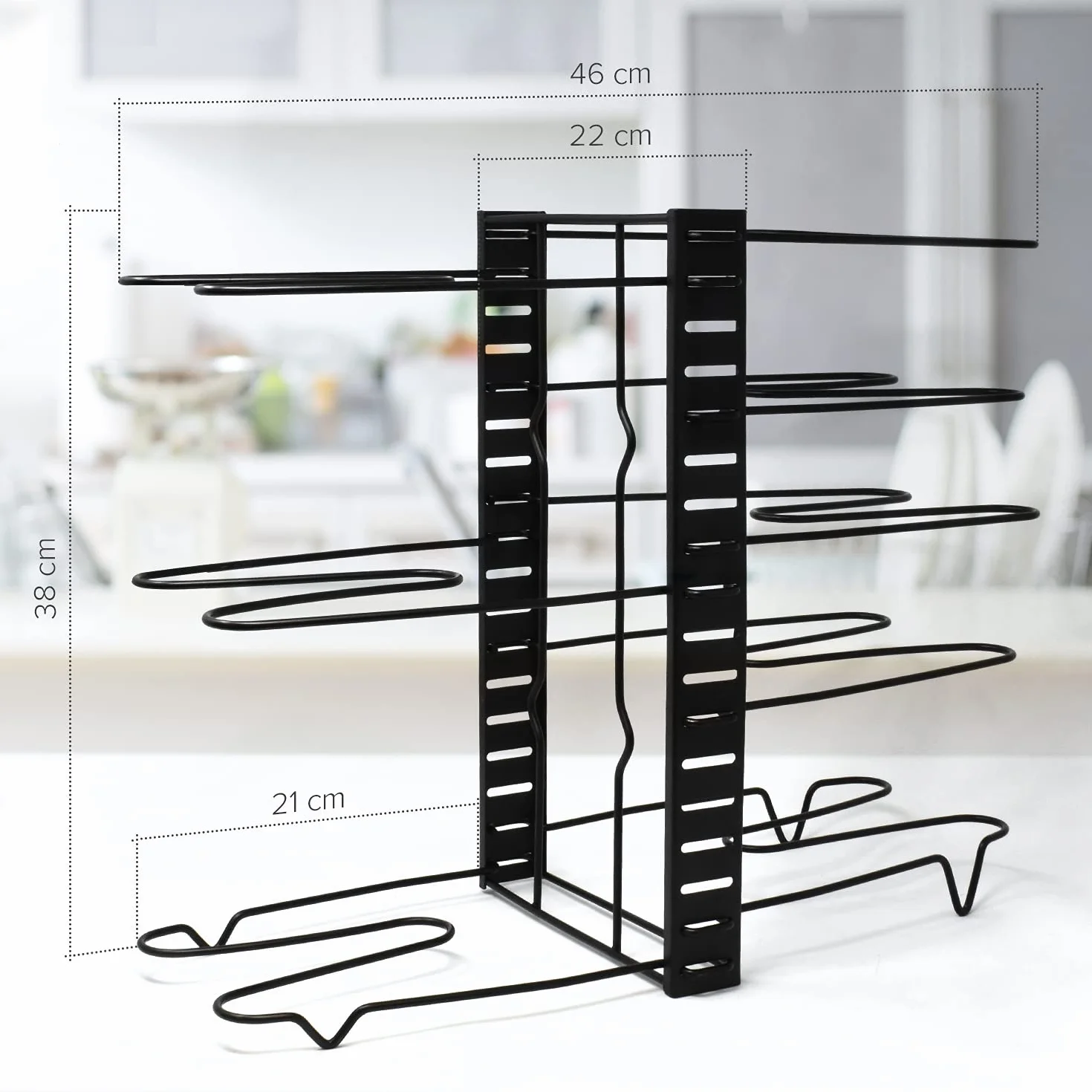 Stojak na patelnię 8-poziomowy żelazny 38x46 cm organizer z 3 metodami montażu