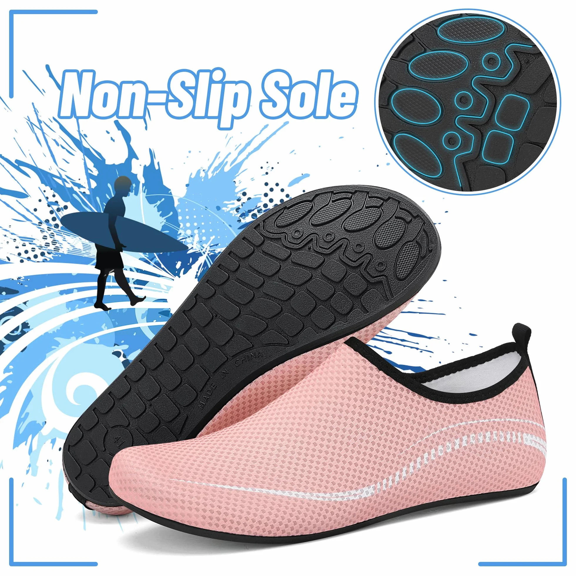 Buty do Wody Water Shoes Buty do SportóW Wodnych Lekkie Buty do PłYwania Buty PlażOwe Buty do Jogi Buty do Surfowania dla Kobiet I MężCzyzn.Różowy, 40EU