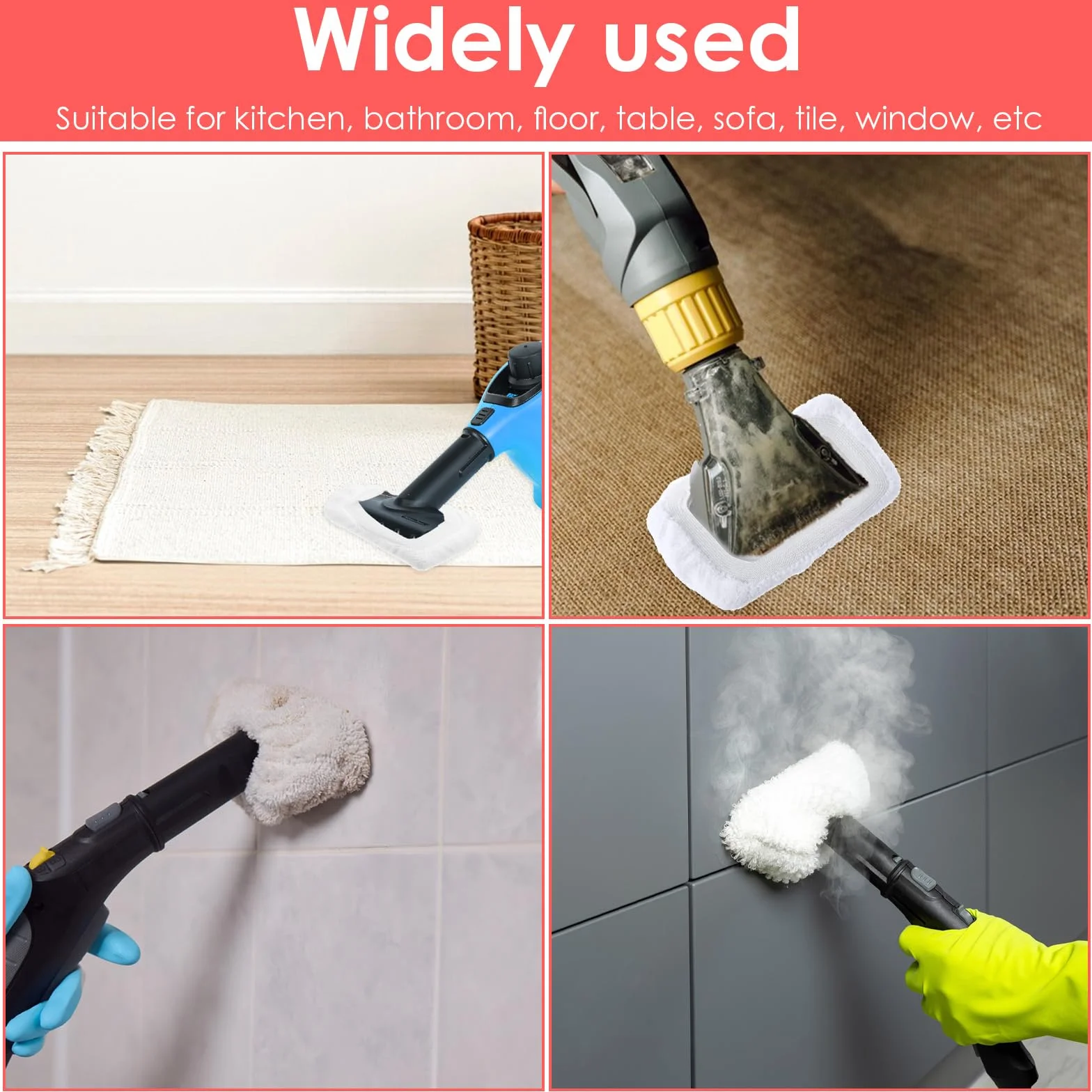 Uniwersalne nakładki na mop parowy z mikrofibry, 10 sztuk, zmywalne