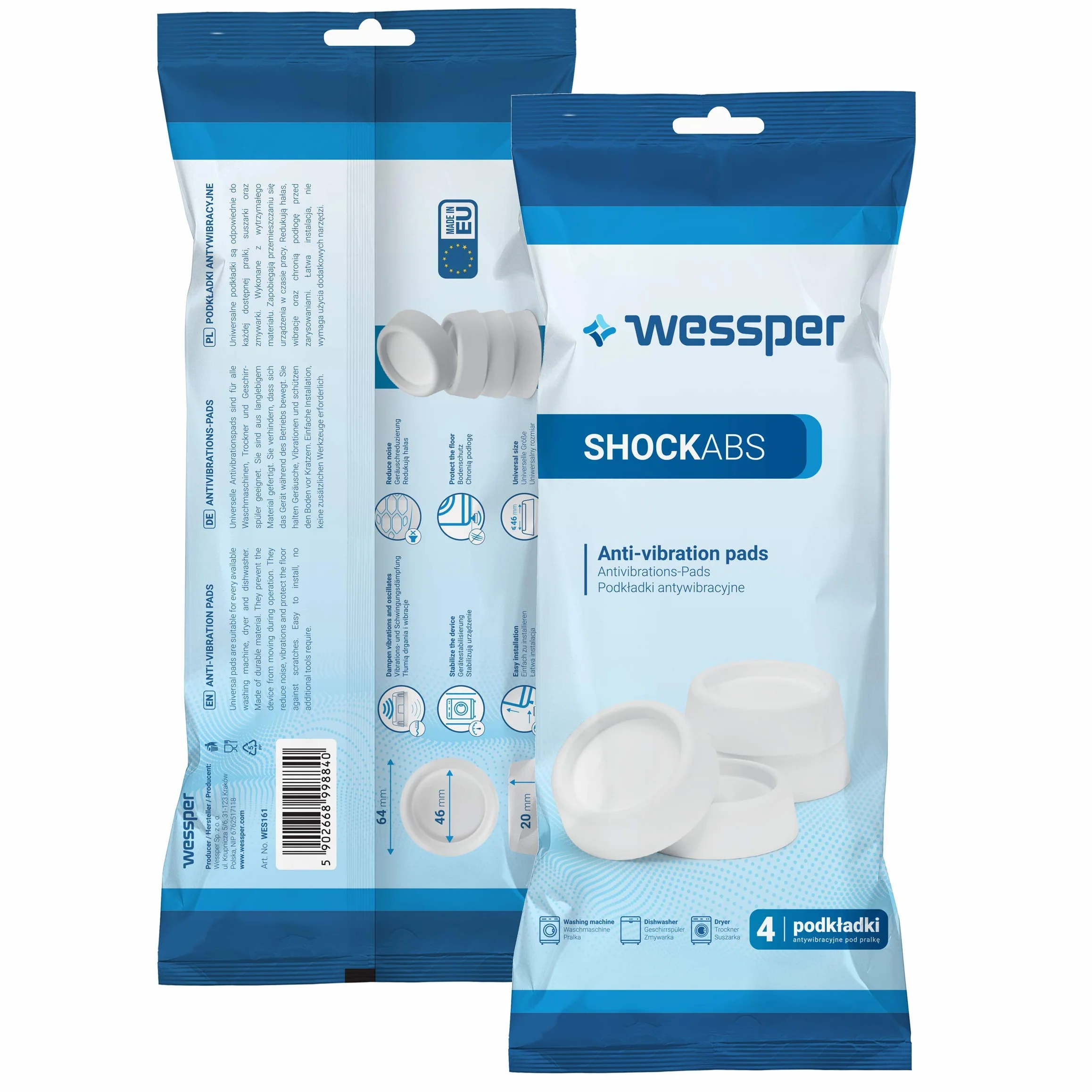 Wessper Podkładki Antywibracyjne Pod Nóżki do Pralki