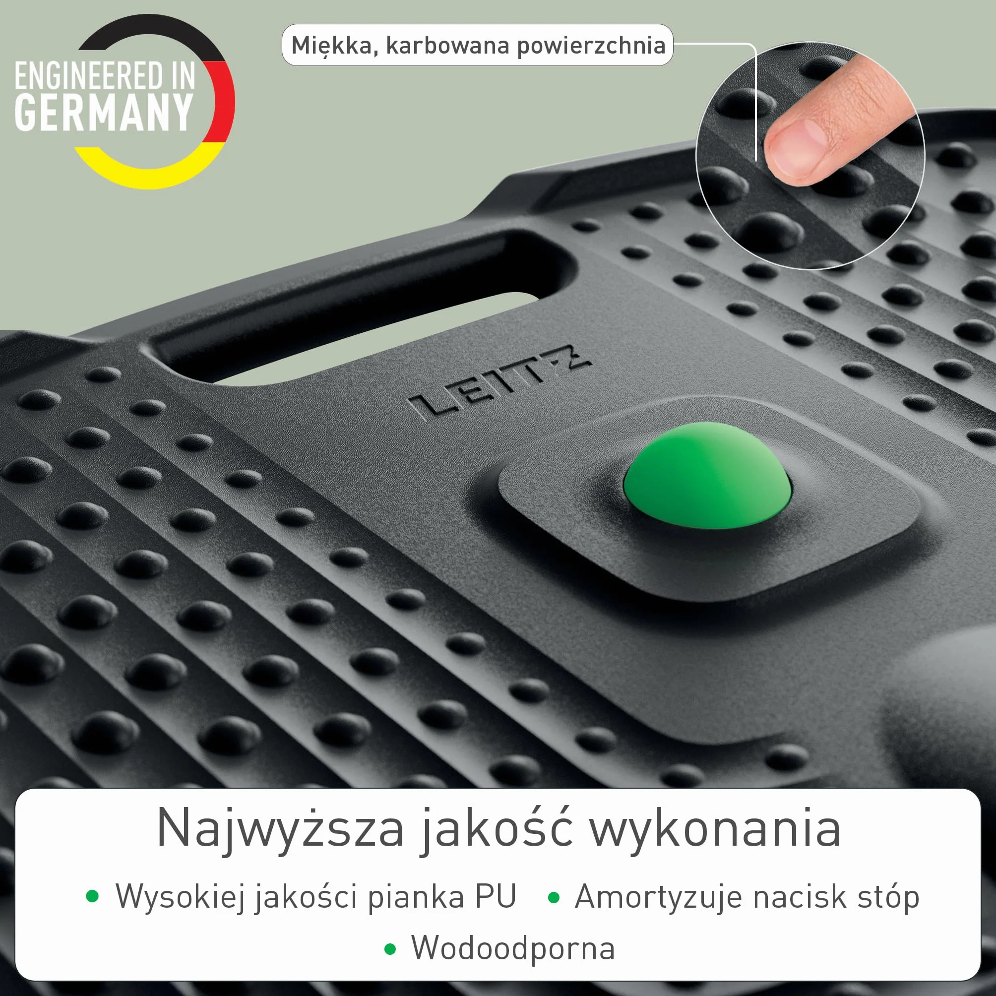 Ergonomiczna Mata Antyzmęczeniowa Leitz Active - wyściełana pianką PU, nierysująca, łagodząca zmęczenie, mata do domu i biura z wyjmowaną kulą masującą