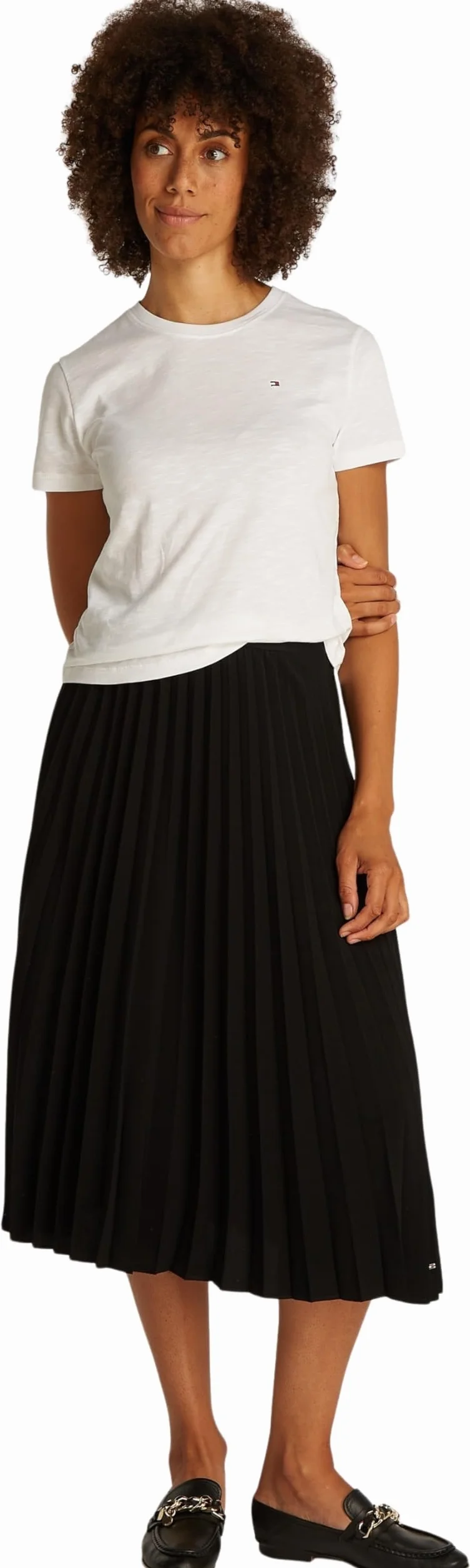 Tommy Hilfiger Płynna plisowana spódnica MIDI WW0WW43886 Kobiety Fluid Pleated Pull On Midi Skirt Ww0ww43886