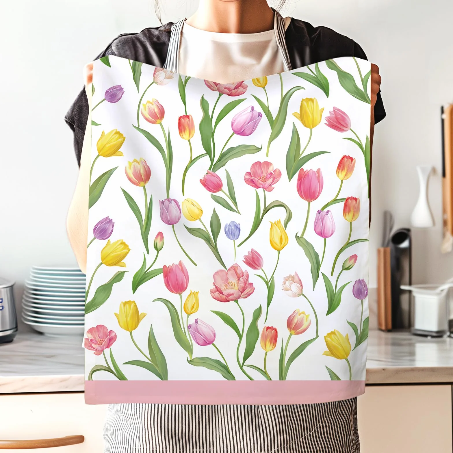 Ręczniki do naczyń wzorzyste na wiosnę i lato 4 szt. 48 × 70 cm, 100% bawełna, miękkie ręczniki kuchenne, ręczniki do rąk, wielokrotnego użytku, szybkoschnące ściereczki do naczyń do kuchni
