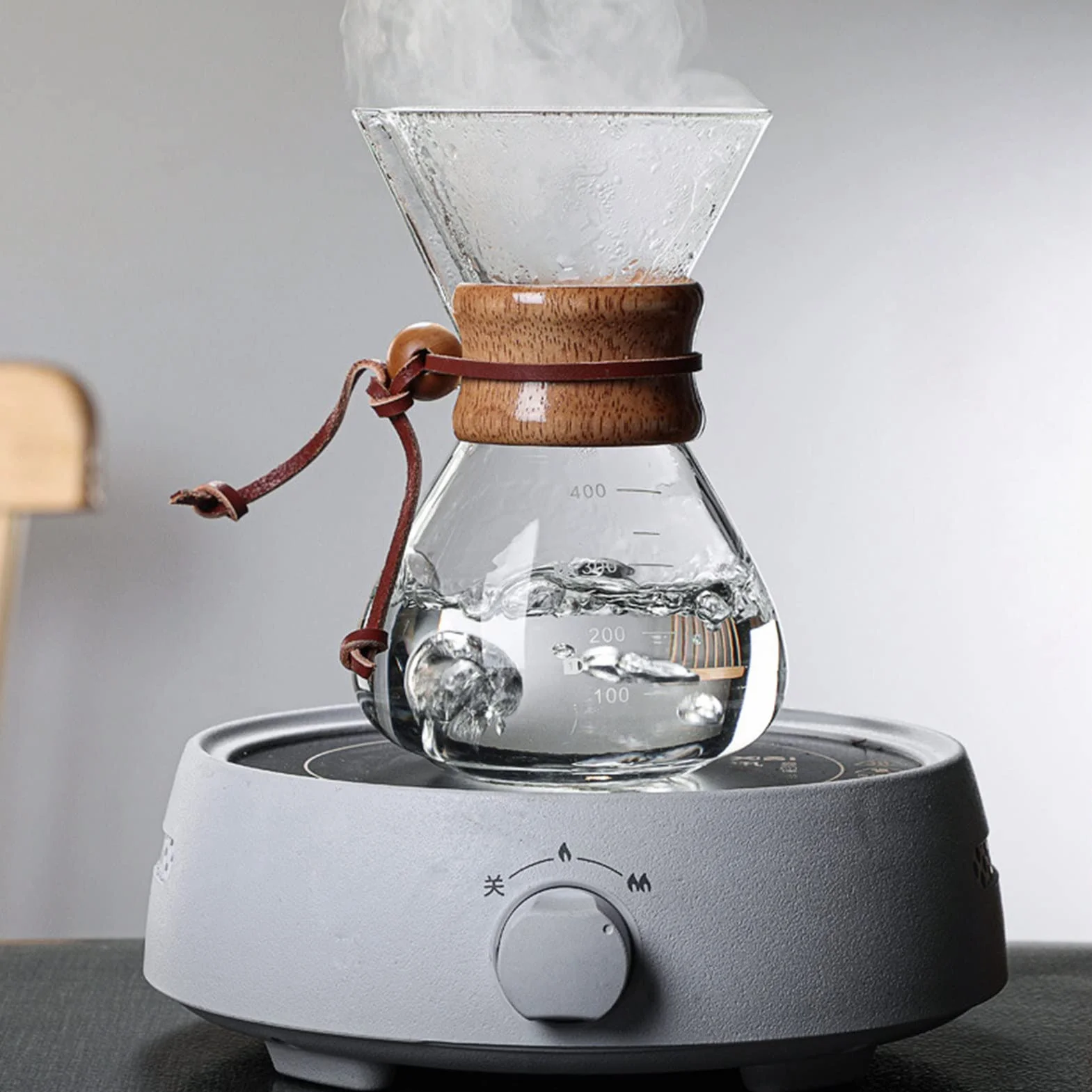 Tissting Pour Over ekspres do kawy 400 ml z karafką i filtrem ręcznym ze stali nierdzewnej – stały filtr ze szkła na 1-2 filiżanki