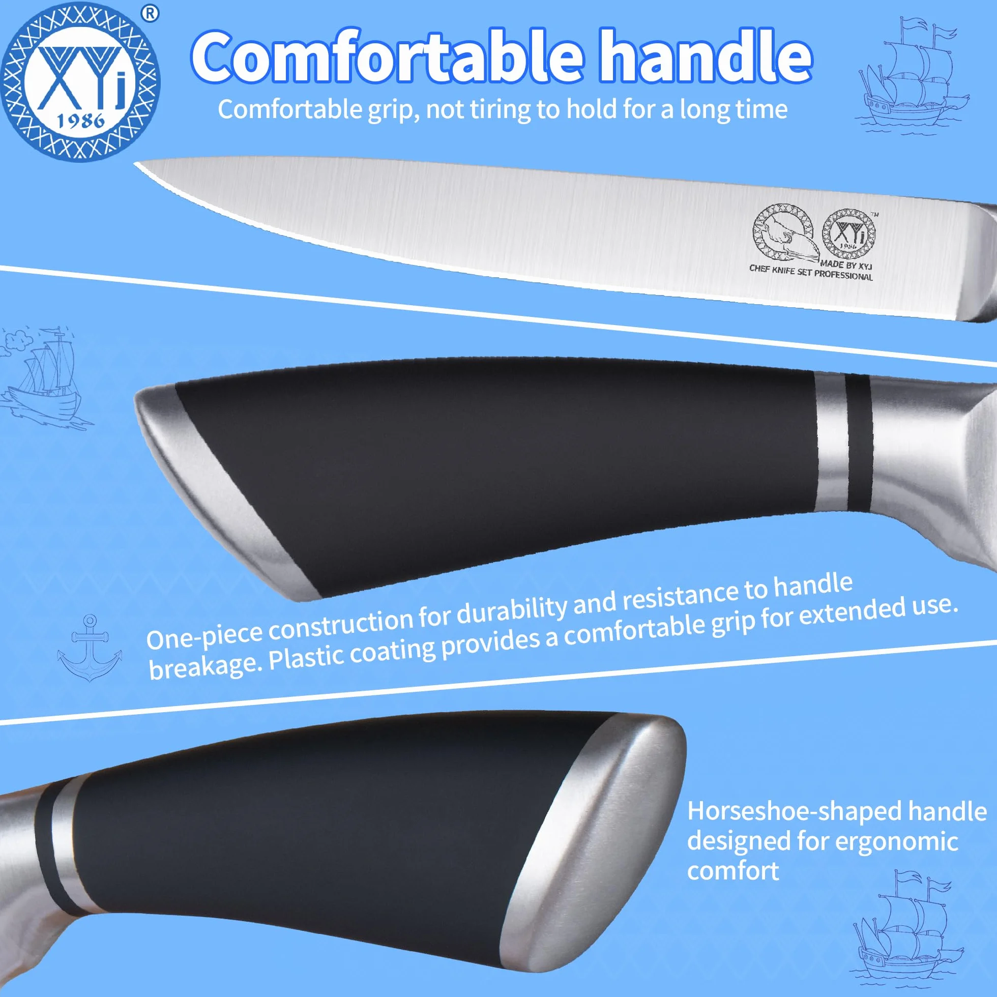 Stainless Steel 8 Inch Brisket Knife with Sheath Professional Chef Kitchen Knife