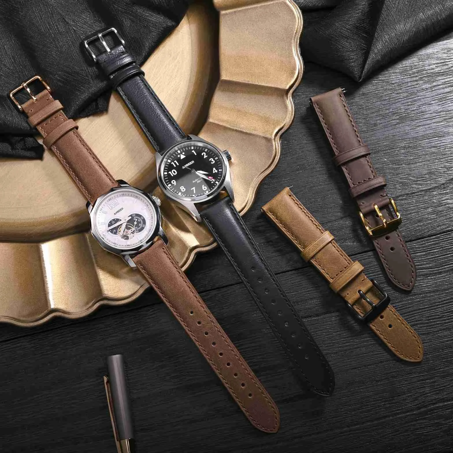 Anbeer Pasek do zegarka retro, szybkie zapięcie, skórzane paski do zegarków Crazy Horse, dla mężczyzn i kobiet, szerokość paska – 18 mm, 20 mm, 22 mm, 16 mm, 19 mm, 24 mm
