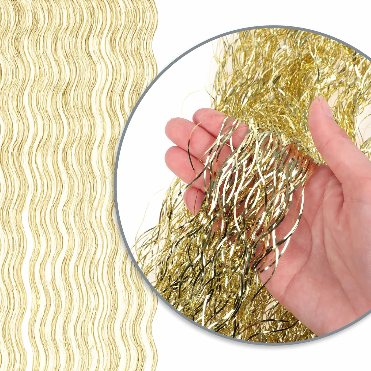 com-four® Lametta zlota girlanda swiateczna 50 cm ozdoba na choinke