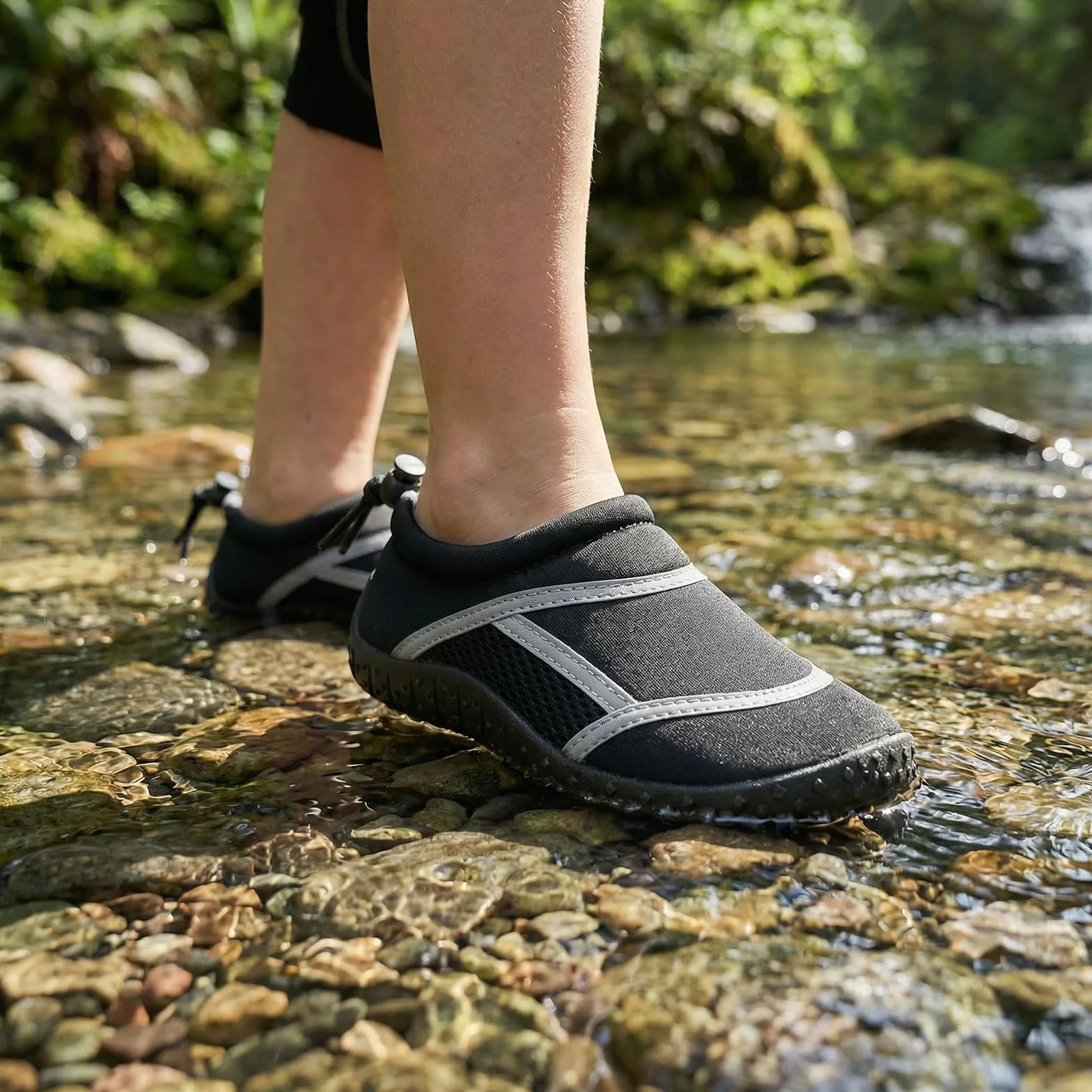 HKR Dziecięce buty kąpielowe, buty do wody, buty plażowe, dla chłopców i dziewczynek, rozm. 28-38, czarny i szary, 29 EU