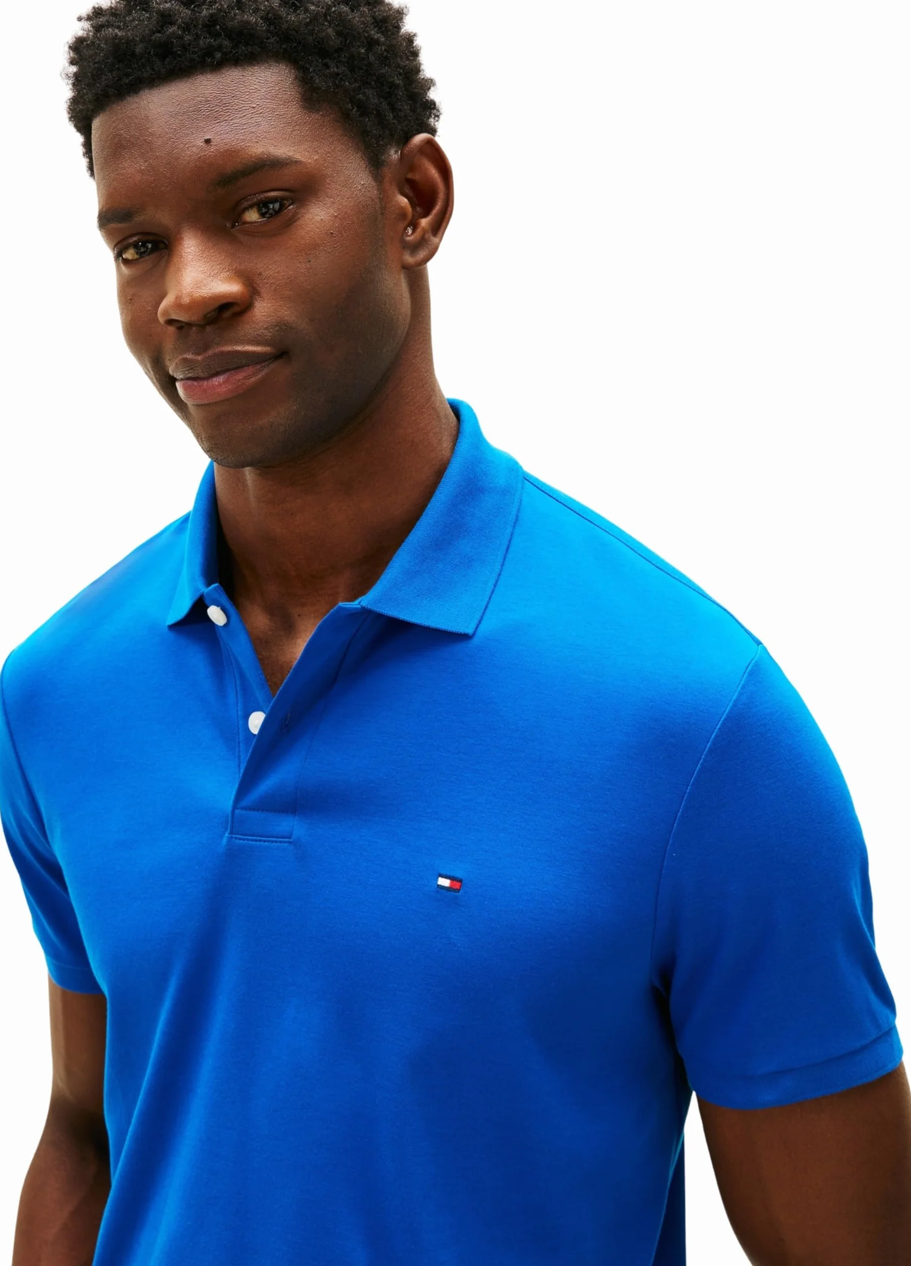 Tommy Hilfiger Męskie polo z płynnej bawełny REG sezonowe MW0MW39994 S/S Polo, niebieskie, L, Niebieski (żywy indygo), L