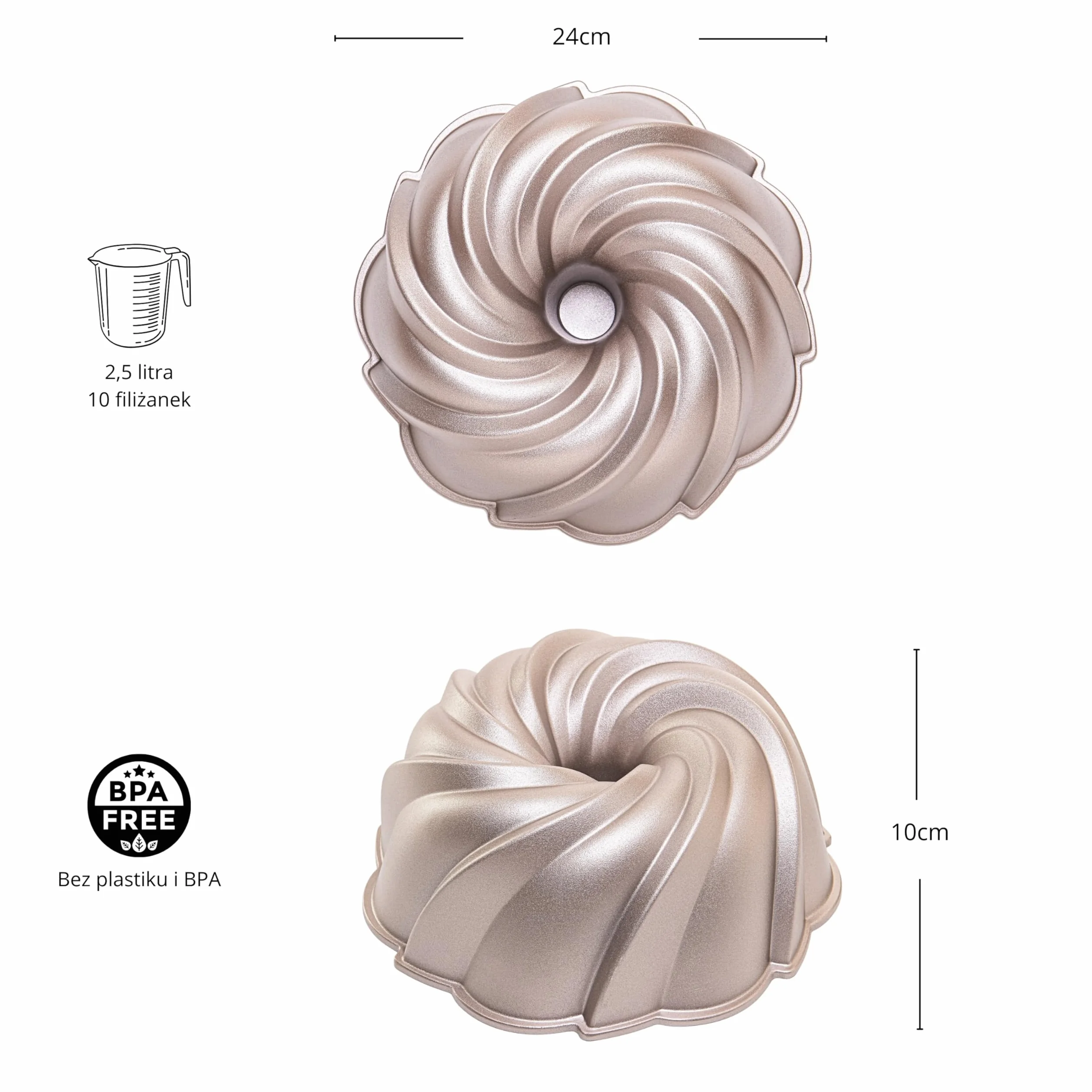 Erreke Tortownica 24 cm 2.5 l Podwójna Nieprzywierająca Powłoka Odlewane Aluminium