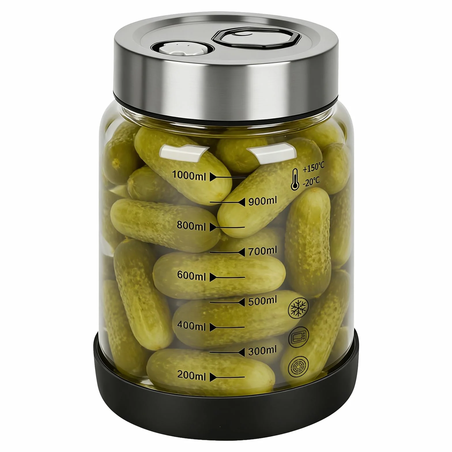 Słoik do fermentacji 1 l z pokrywką i zaworem fermentacyjnym, szklany pojemnik kimchi