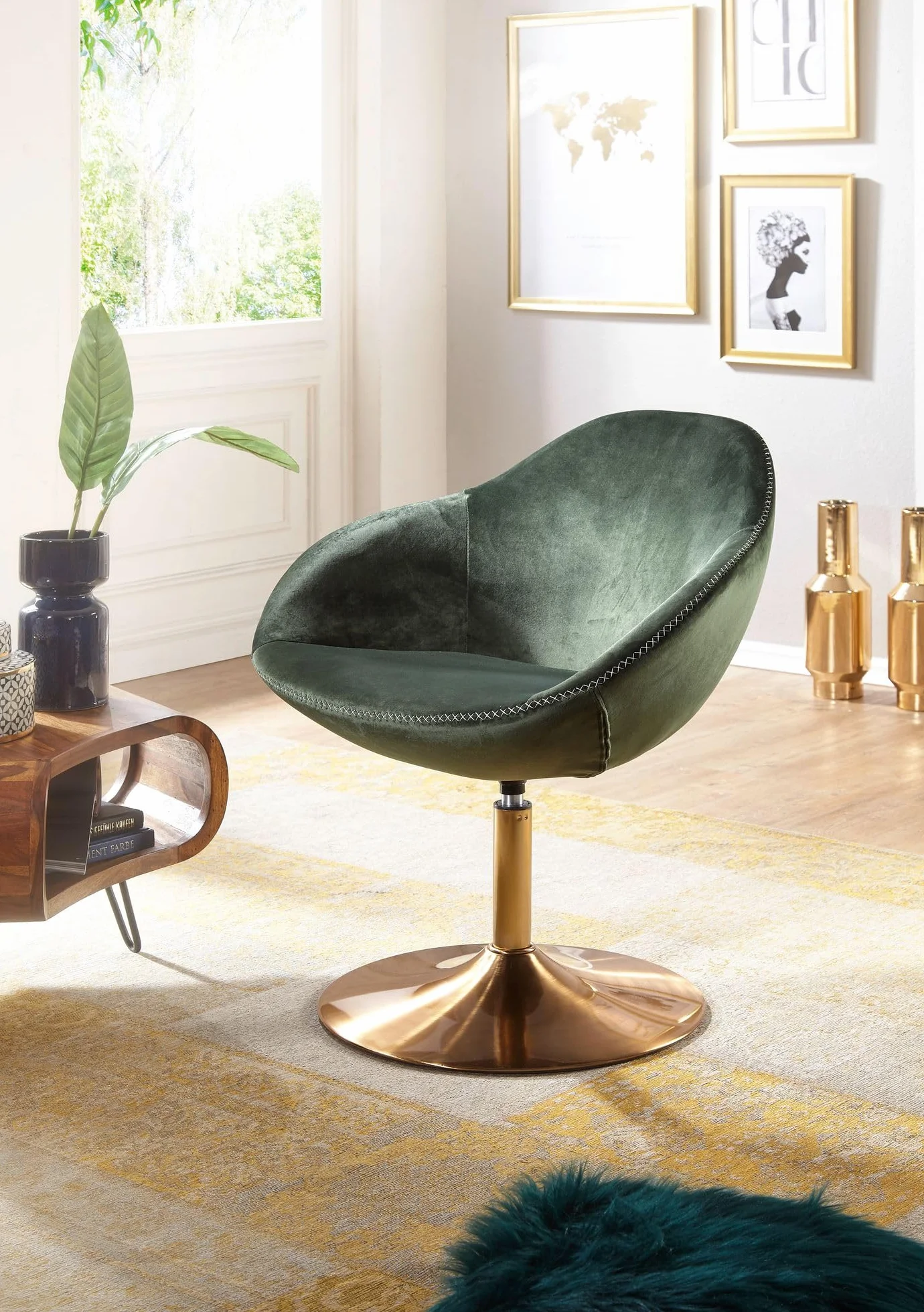 FineBuy wypoczynkowe FineBuy Krzesło obrotowe SIRAN o wymiarach 70 x 79 x 70 cm | Krzesło klubowe tapicerowane krzesło z podłokietnikiem | Obrotowy fotel | Fotel barowy dla gości | Fotel z pokrowcem z tkaniny