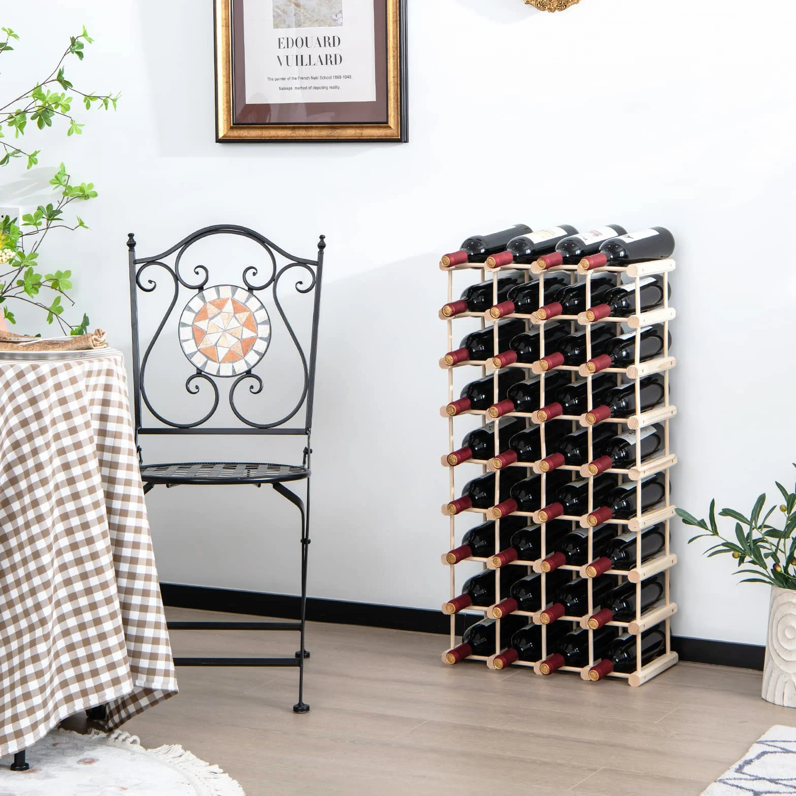 COSTWAY Drewniany regał na wino na 36 butelek stojak