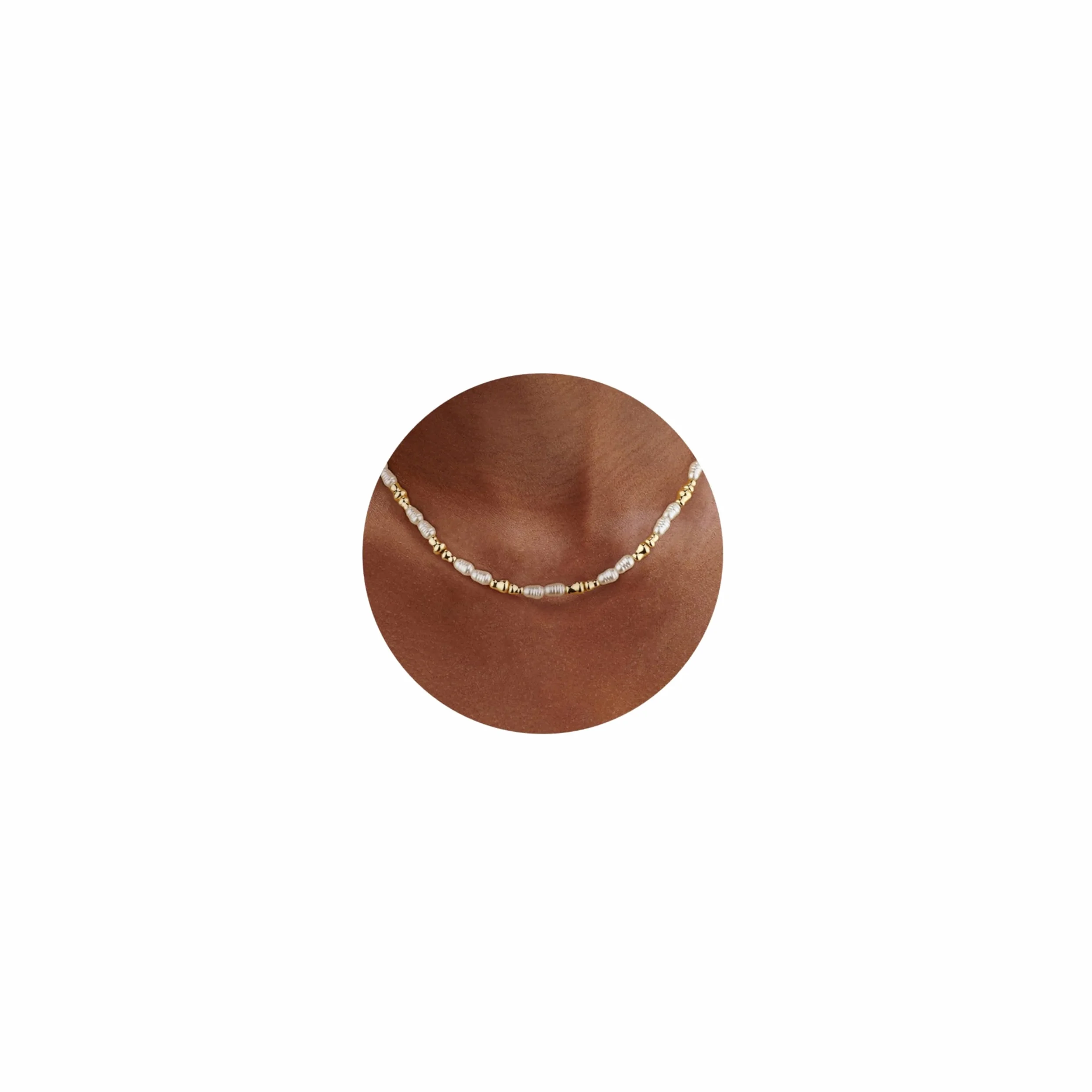 Dochais Naszyjnik damski z perłami, złoty srebrny naszyjnik z nieregularnymi perłami, 4 x 6 mm, dla dziewcząt, biała perła, choker na wesele, taniec, zakończenie szkoły, prezent dla panny młodej