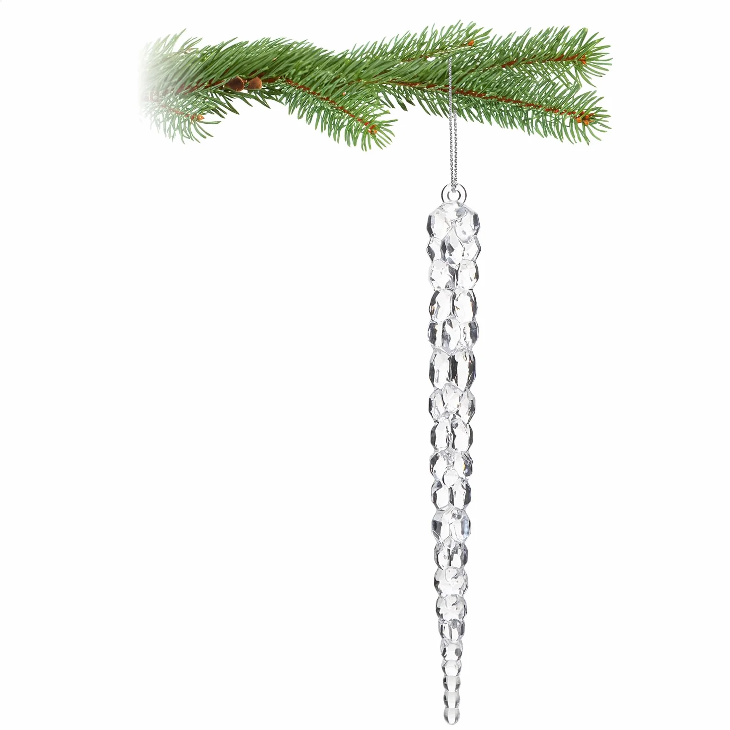 COM-FOUR dekoracyjne zawieszki w ksztalcie sopli 17,5 cm przezroczyste wieszaki na choinki