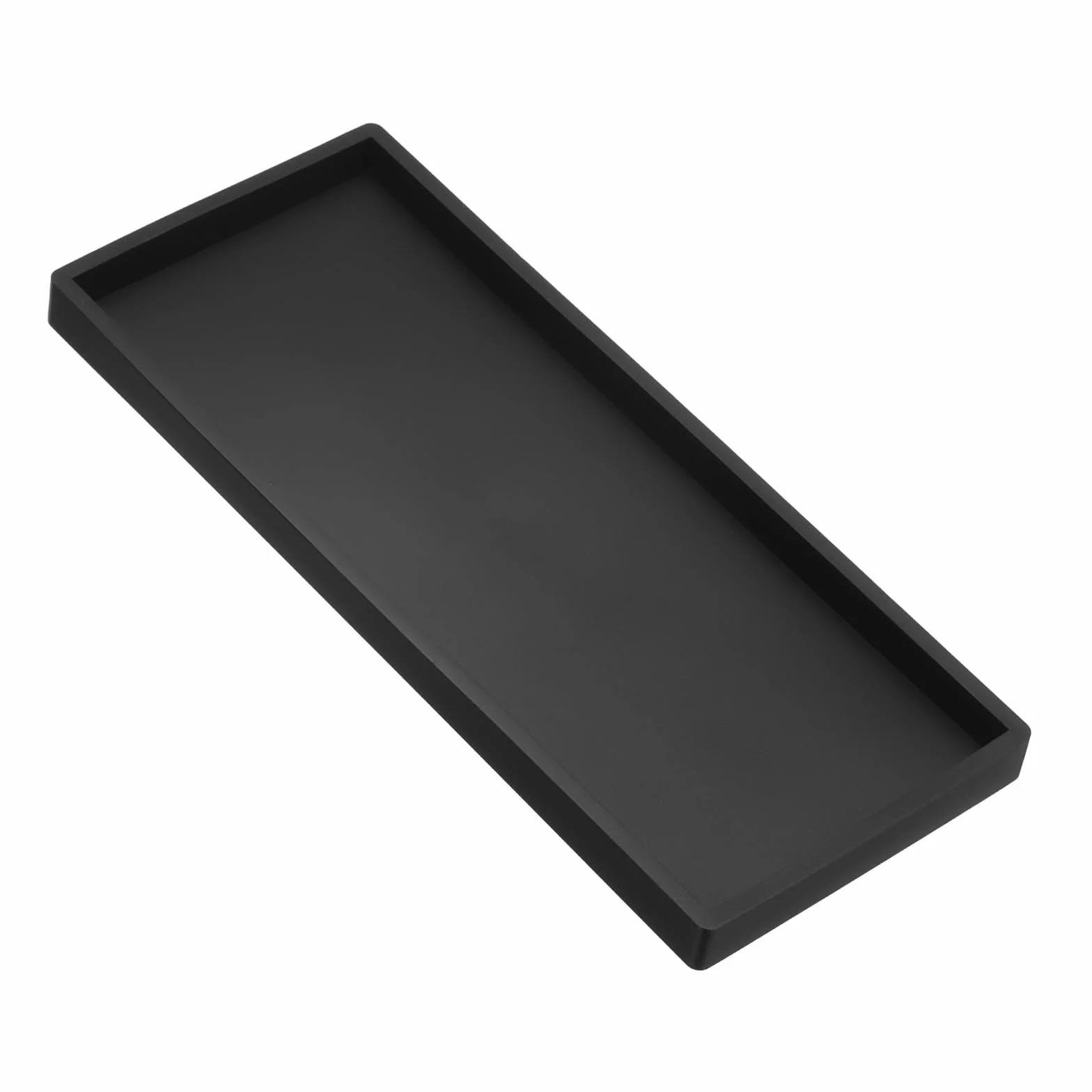 PATIKIL Silikonowa taca łazienkowa, 30 cm x 12,7 cm, dozownik mydła, organizer na biżuterię, naczynie do toalety, komody, zlewu kuchennego na biżuterię, monety, klucze, czarna