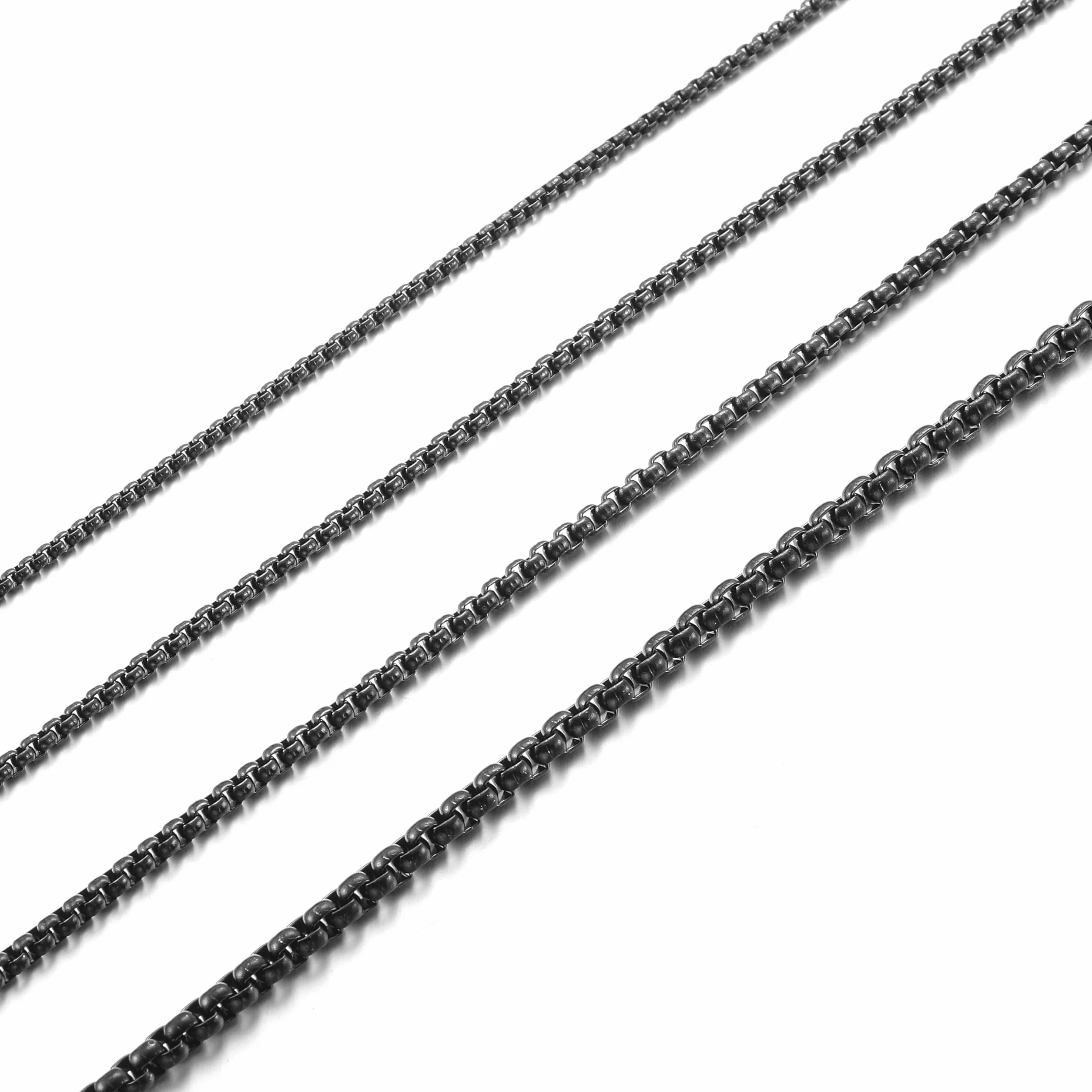 Męski damski łańcuszek na szyję ze stali nierdzewnej Venetian Link Kolia 2/2,5/3/4 mm 45/50/55/60/70 cm pudełko łańcuszek dla mężczyzn biżuteria srebrny / złoty / czarny