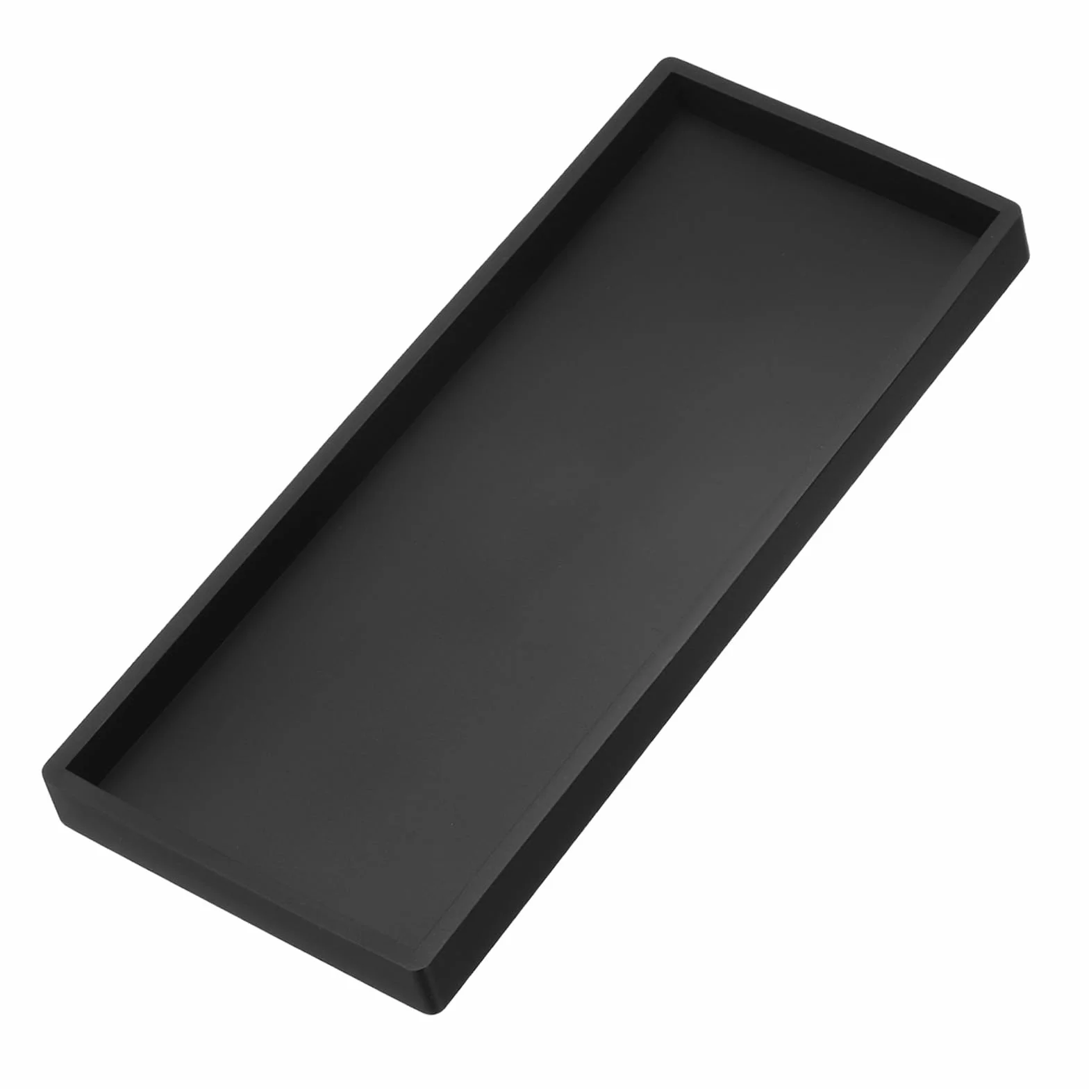 PATIKIL Silikonowa taca łazienkowa, 30 cm x 12,7 cm, dozownik mydła, organizer na biżuterię, naczynie do toalety, komody, zlewu kuchennego na biżuterię, monety, klucze, czarna