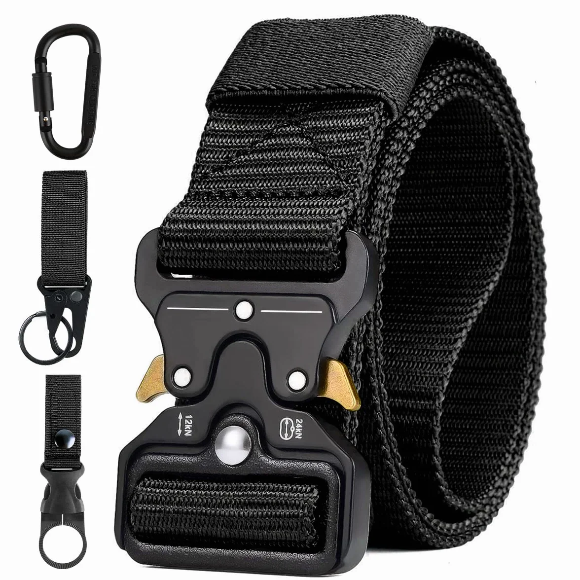 AivaToba Cobra Pasek taktyczny, unisex, nylon, w wojskowym/survivalowym stylu, metalowa klamra z mechanizmem szybkiego zapięcia, do aktywności na świeżym powietrzu, 125 cm