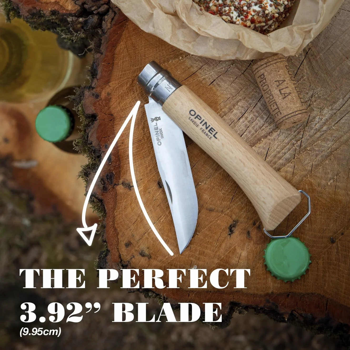 Opinel Scyzoryk nr 10, z korkociągiem i podnośnikiem do kapsli, ze stali nierdzewnej, z uchwytem bukowym, długość ostrza: 10 cm, 254651, brązowy