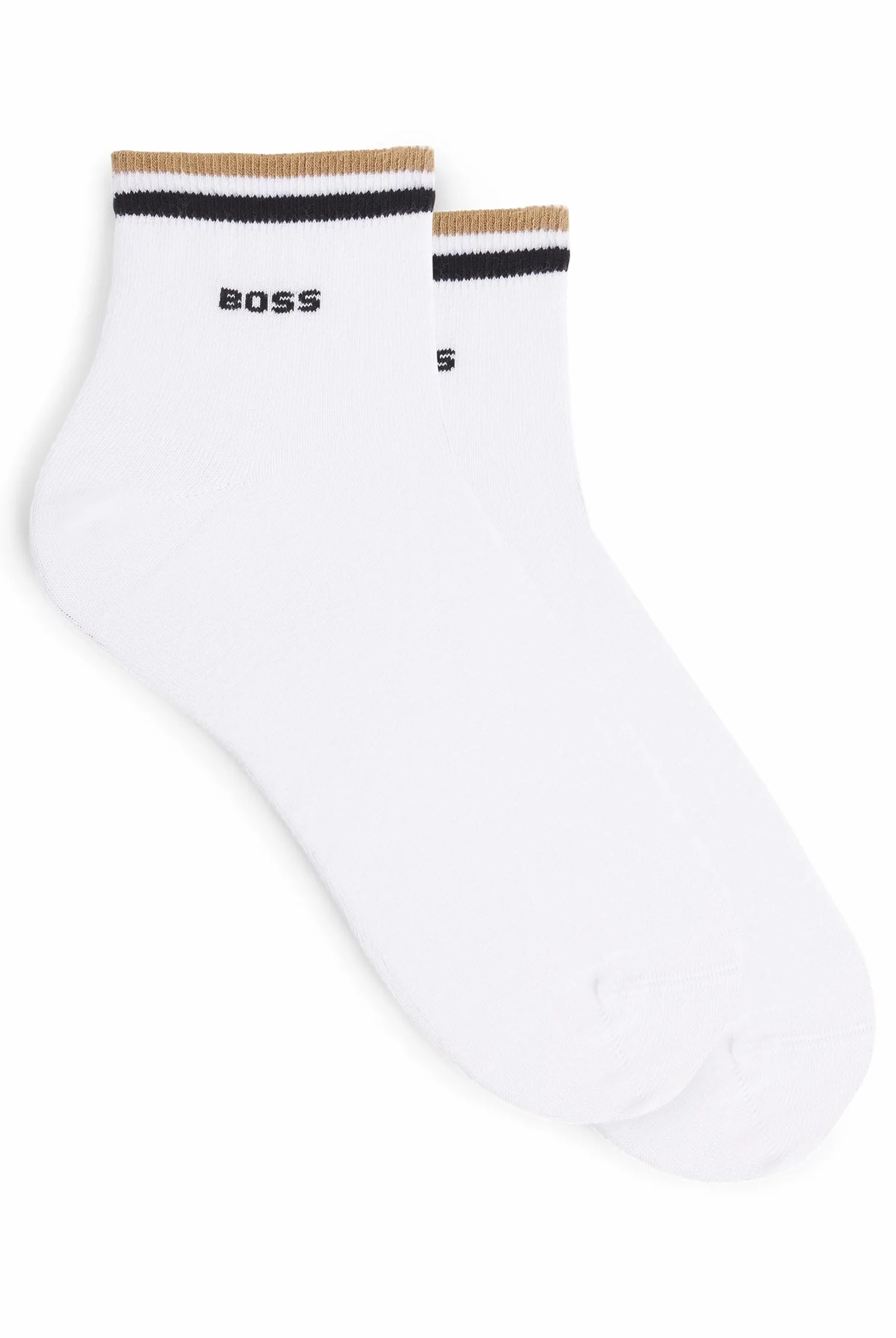 BOSS Męskie 2P AS Uni Stripe CC Dwupak skarpet do kostek z logo i charakterystycznym paskiem, Biały 100, 43-45 EU