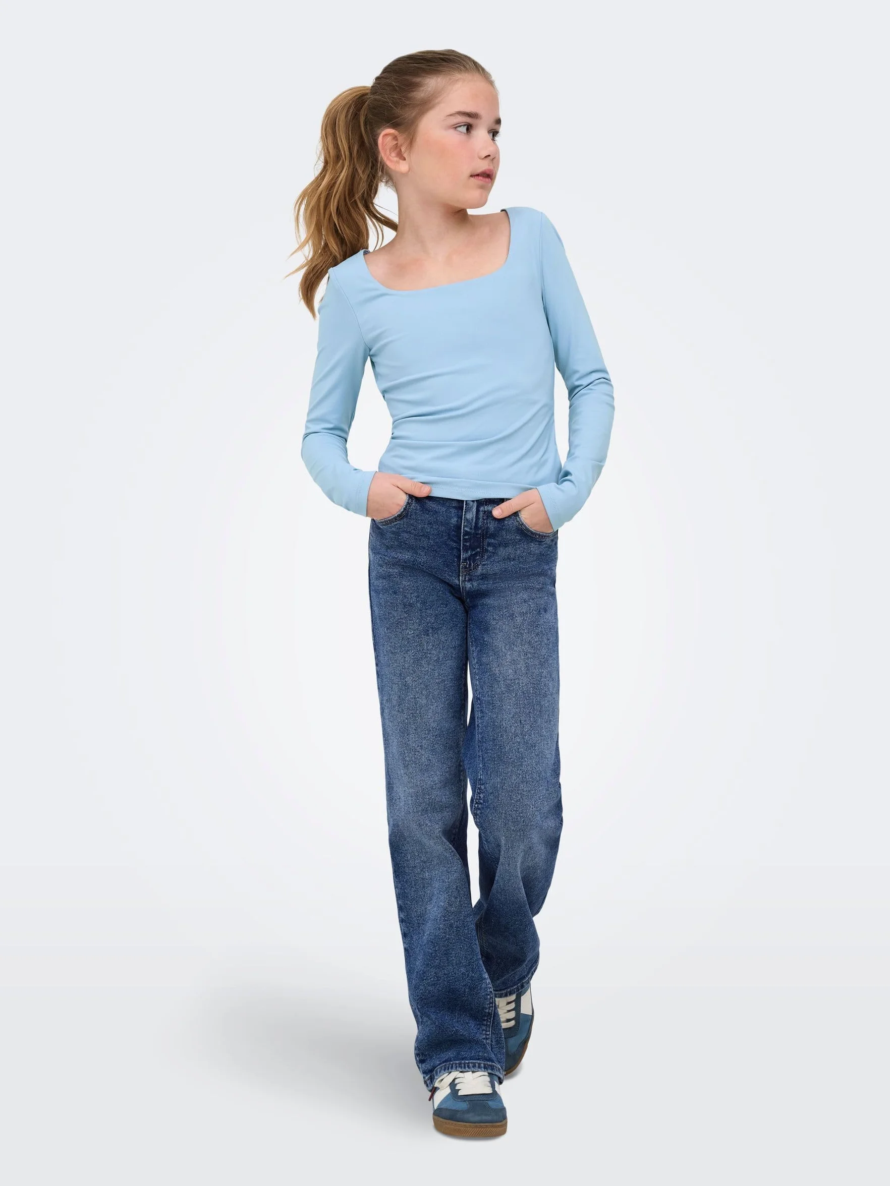 ONLY KIDS Girl's KOGJUICY Wide Leg Dest DNM CRO557 NOOS spodnie, Medium Blue Denim, 158