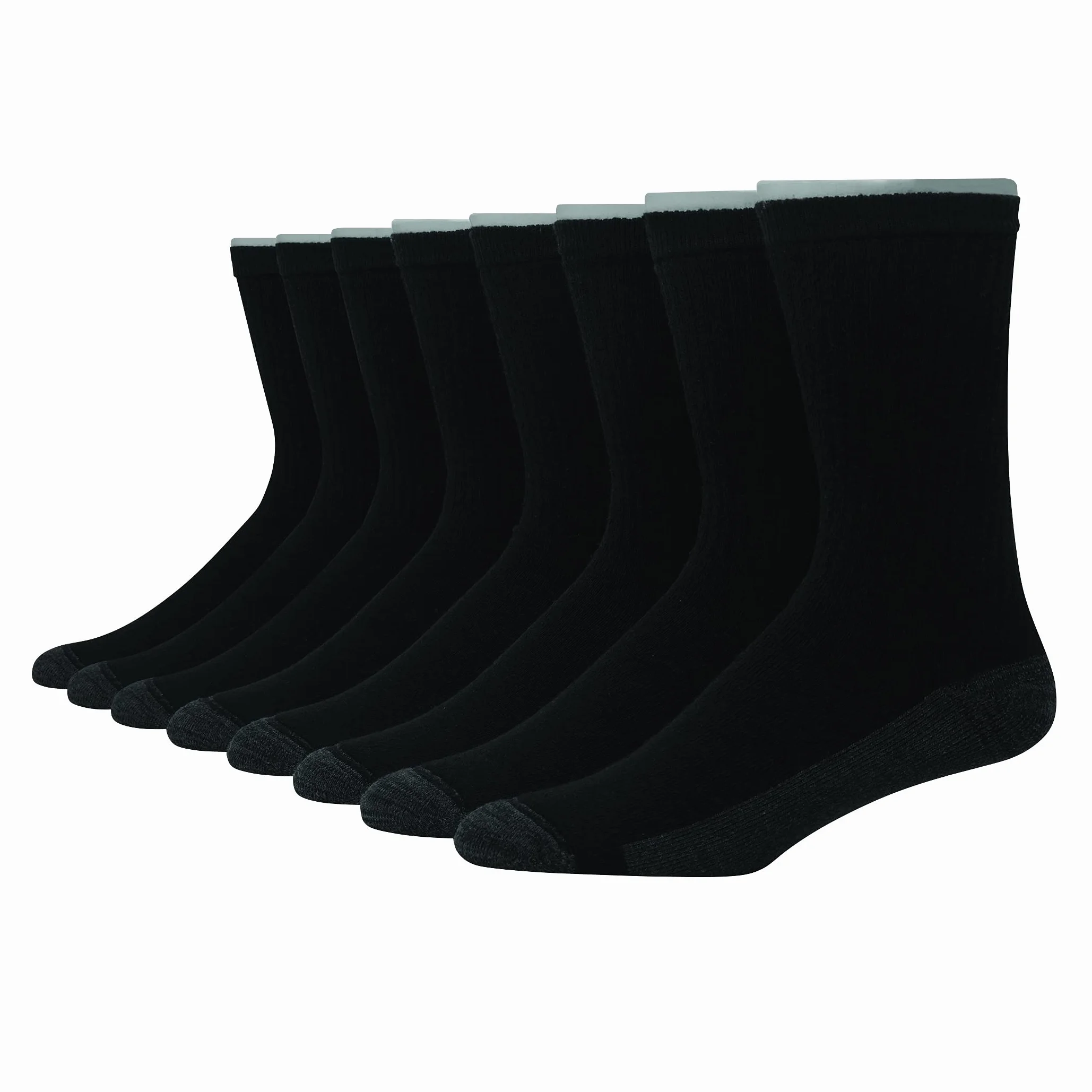 Hanes Męskie Ultimate 8-pak Ultra Cushion FreshIQ Odor Control z Wicking Crew Socks, białe, Czarny/szary spód stopy - 8 szt, Rozmiar uniwersalny