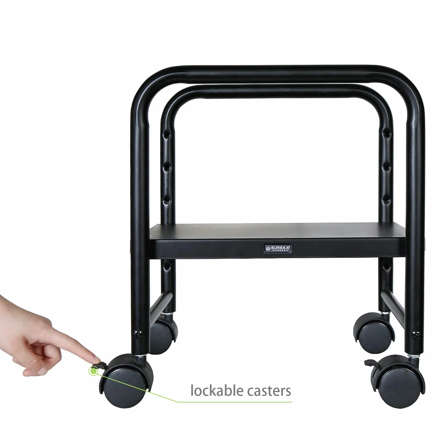 EUREKA ERGONOMIC Regulowany wysokościowo stojak na wieżę komputerową ATX-Case PC, stal czarny