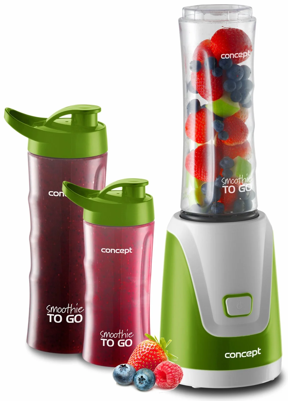 CONCEPT Hausgeräte SM 3365 Smoothie to Go z trzema butelkami, 300 W, 600/400 ml, BPA free, plastik, zielony