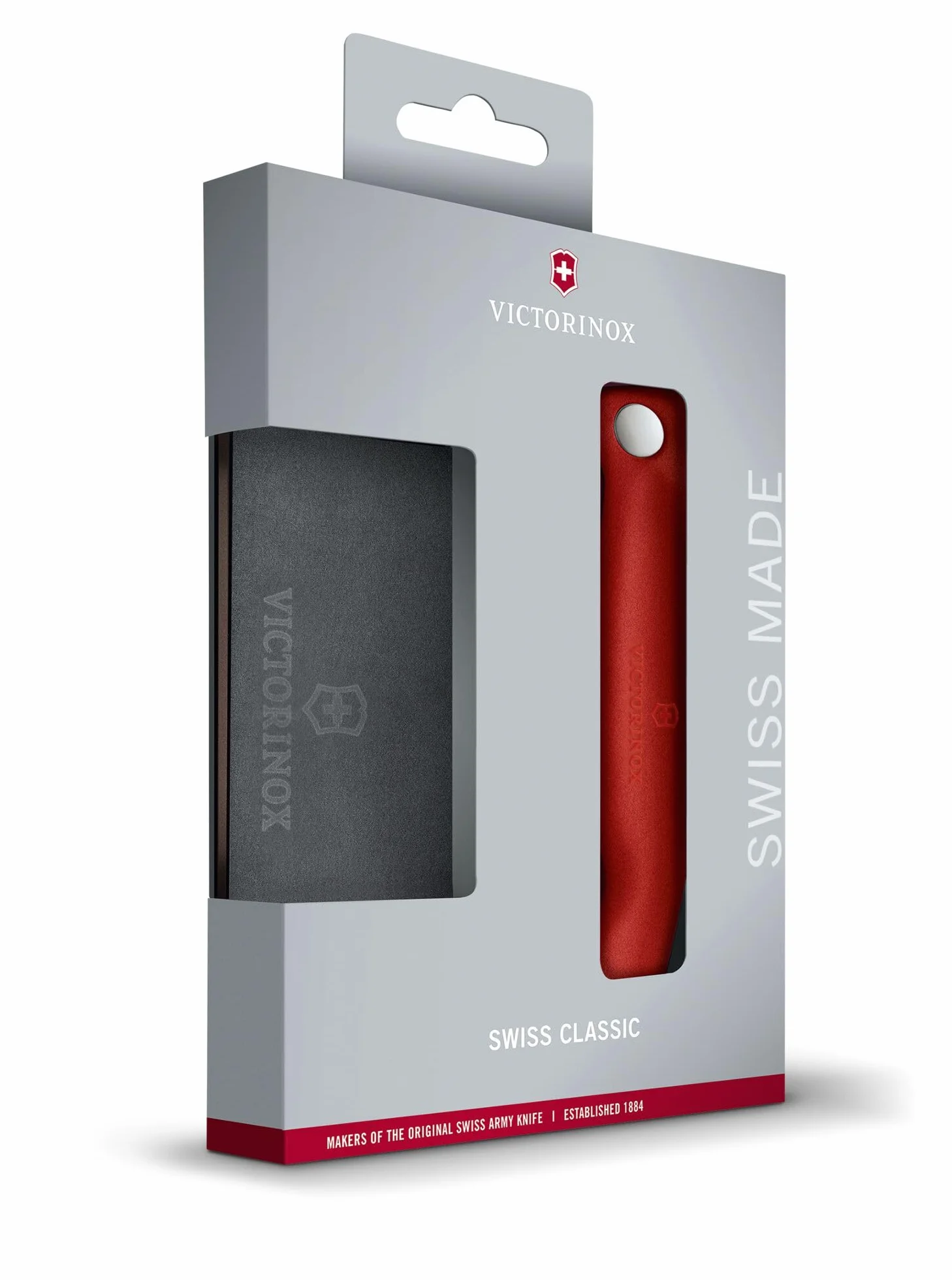 Victorinox Swiss Classic Set aus zusammenklappbarem Gemüsemesser und Schneidebrett, rot