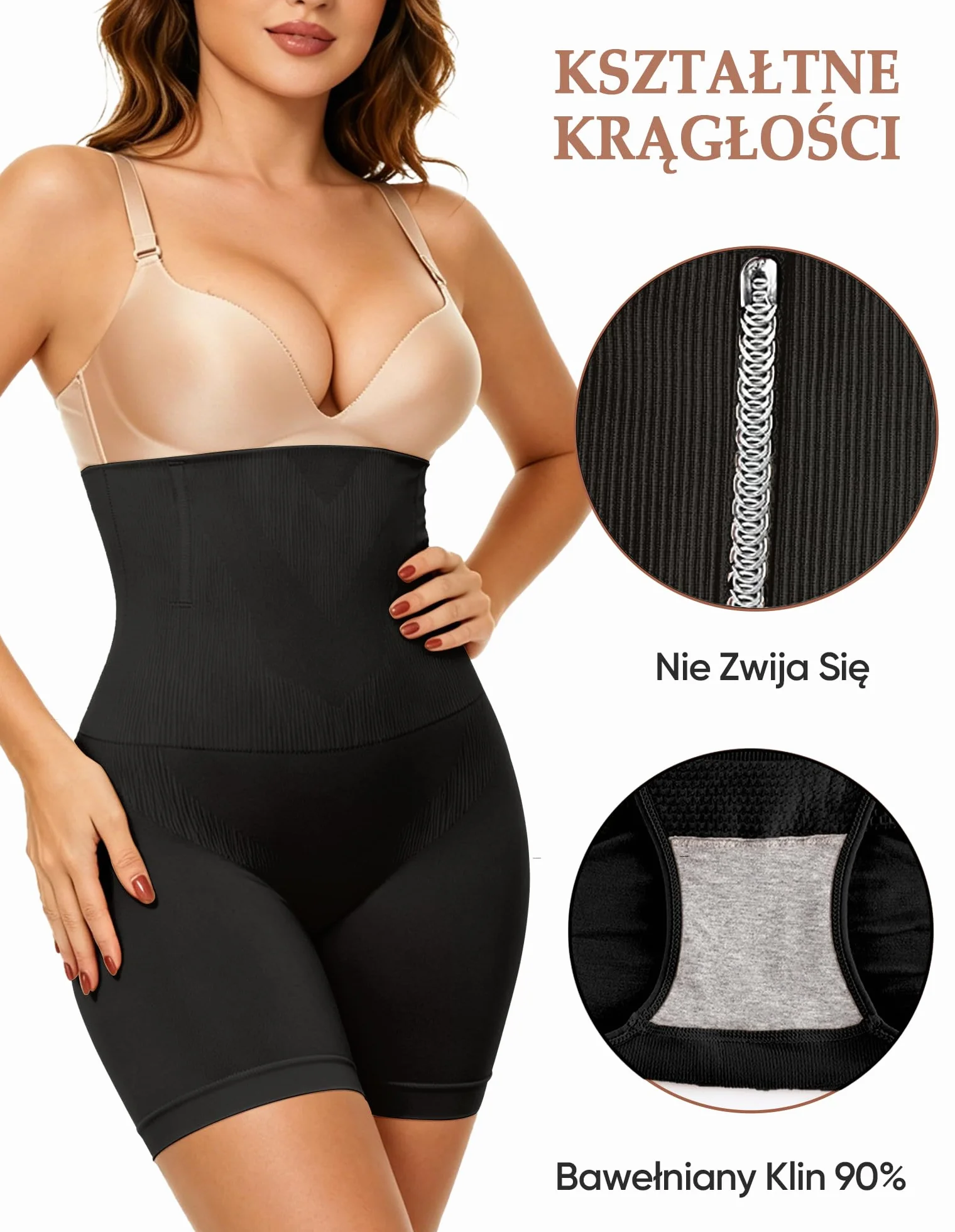 Damskie Majtki Wyszczuplające Bielizna Modelująca Brzuch Wysokim Stanem | Mocna Kompresja, Korygująca Sylwetkę, Przeciw Otarciom, Rozciągliwe, Oddychające, Po Porodzie, Plus Size