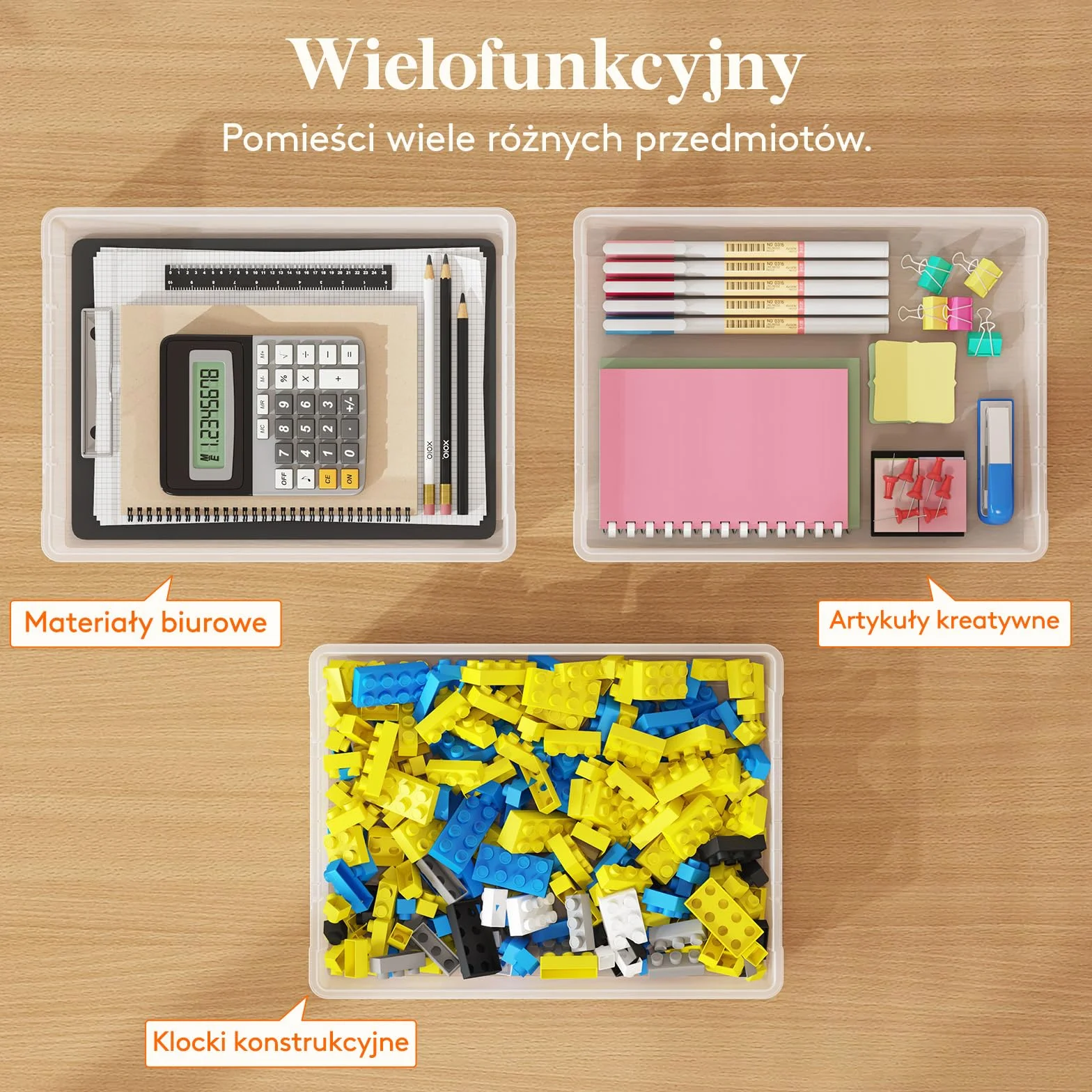 Lifewit 4 plastikowe wielofunkcyjne pudełka do przechowywania z zatrzaskowymi pokrywami, przechowywanie papieru A4, organizacja klasy, przechowywanie materiałów rzemieślniczych, dokumentów