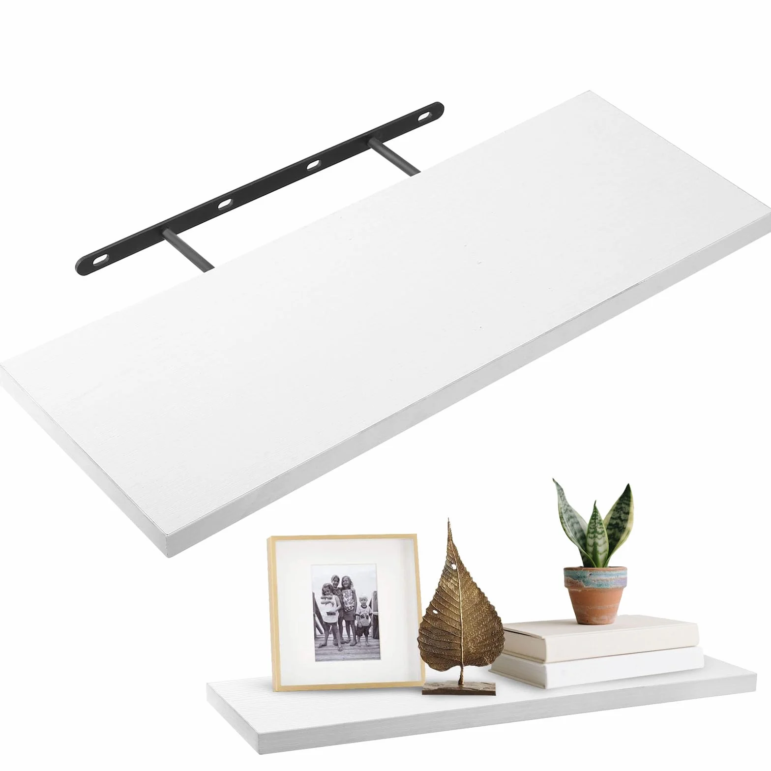 Półka pływająca biała 40 cm drewniana ścienna do sypialni kuchni łazienki