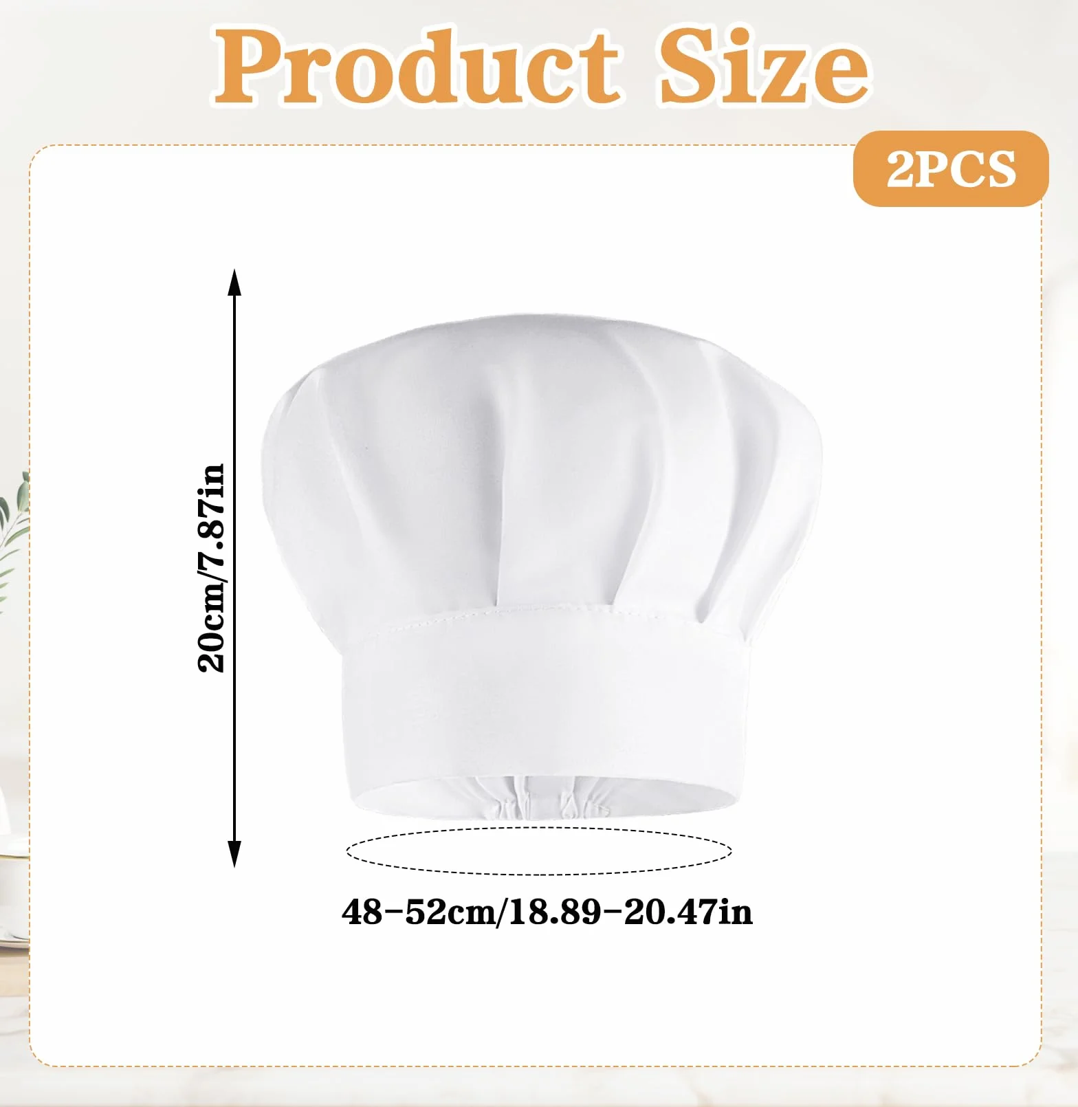 Giantree Czapka kucharska, unisex, biała czapka piekarnicza, regulowana, elastyczna czapka kucharska, bawełniana czapka kucharska, profesjonalna czapka kucharska, akcesoria do pieczenia dla dzieci