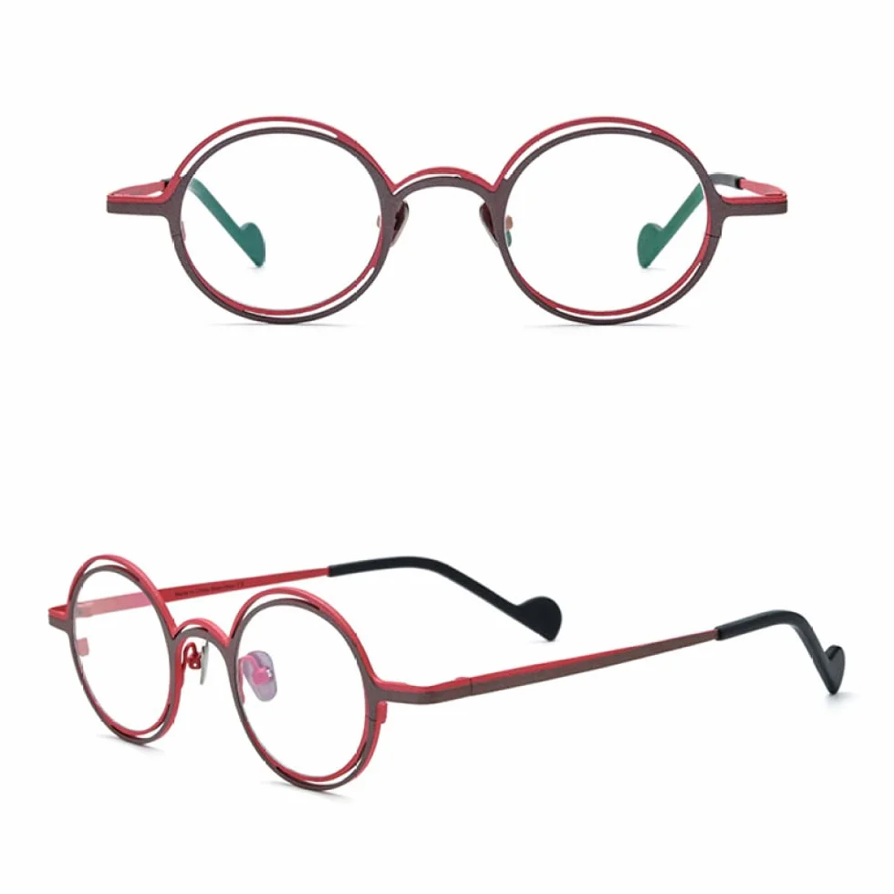 Super lekkie czyste dwukolorowe okulary ze stopu tytanu męskie Retro okrągłe oprawki do okularów damskie