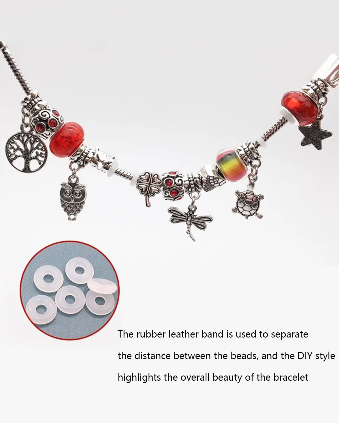 80 sztuk Przezroczysty silikonowy klips do samodzielnego użytku lub z klipsem blokady Spacer Chain Charms Wąż Charms, DIY Biżuteria Naprawa Akcesoria