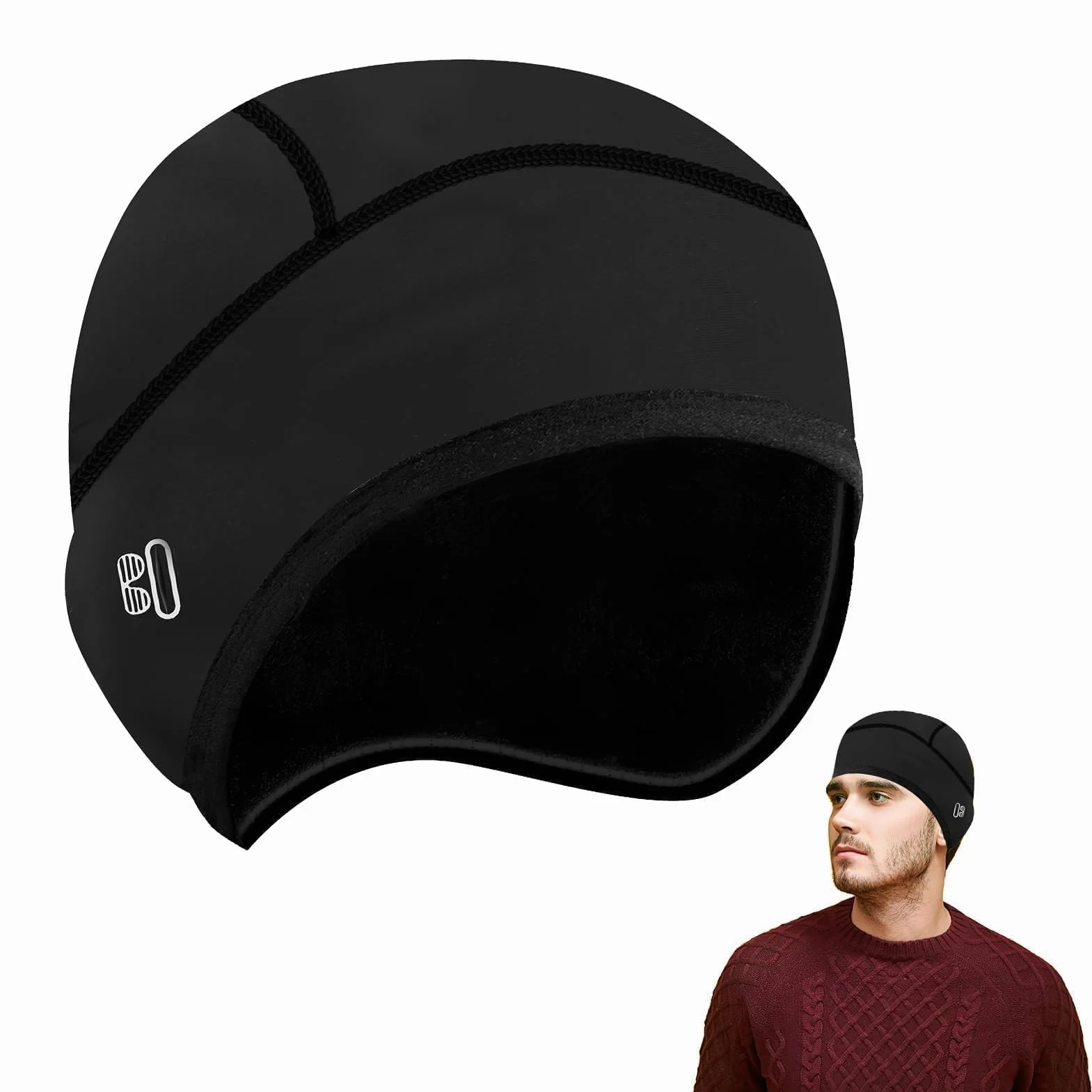 Zimowa czapka rowerowa, ciepła i wiatroszczelna czapka pod kask rowerowy, kask narciarski, lekka czapka na kask z otworem na okulary, idealna do rowerów wyścigowych, MTB – wygodna czapka rowerowa dla