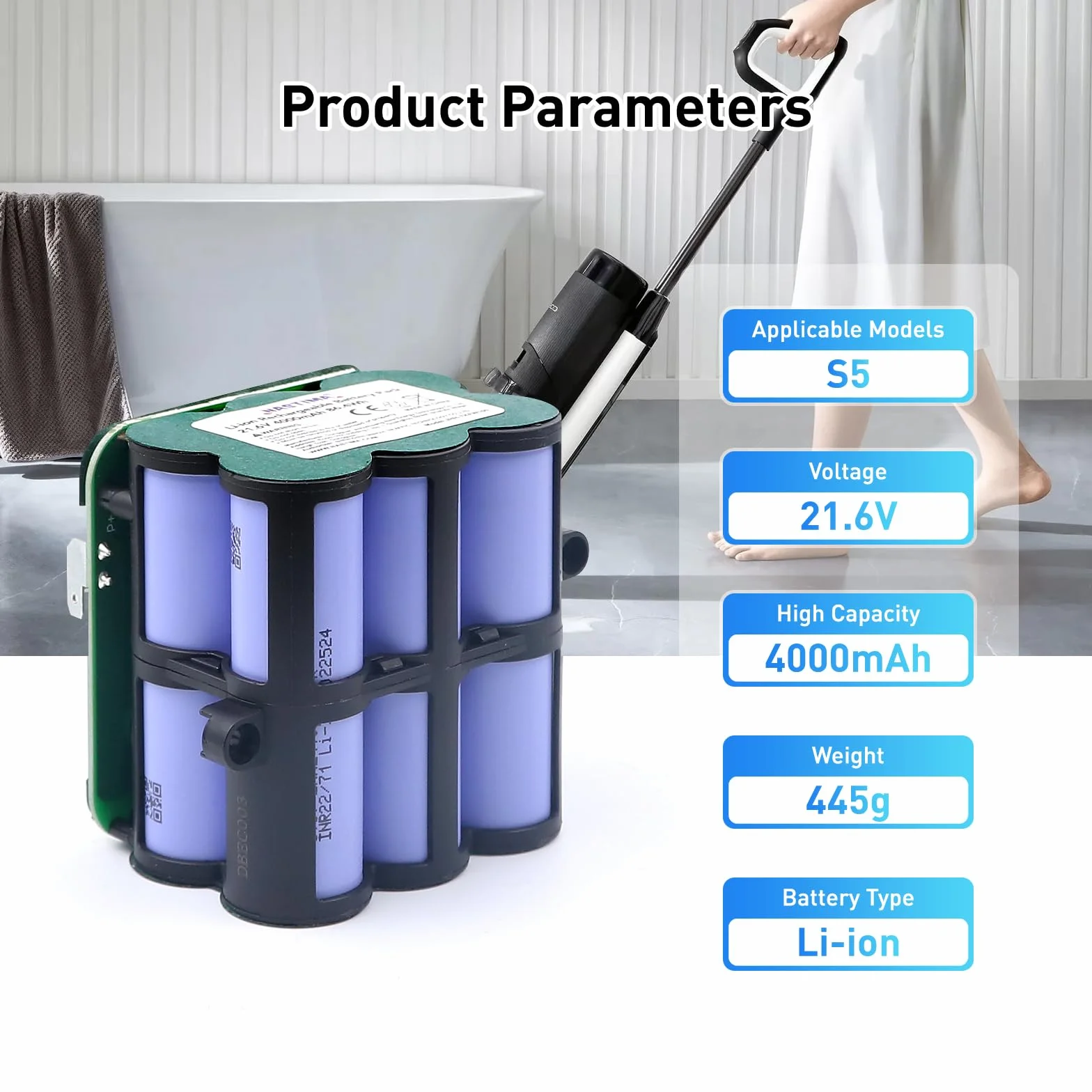 NASTIMA Bateria 21,6 V 4000 mAh Li-ION do odkurzacza Tineco Floor One S5 Pro 2, S5 Smart, S5 Steam