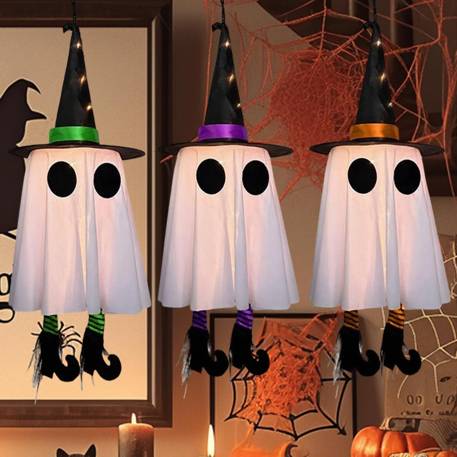Halloween Decorations 3 Piece LED Haunted Figures Ghost Set Outdoor Garden