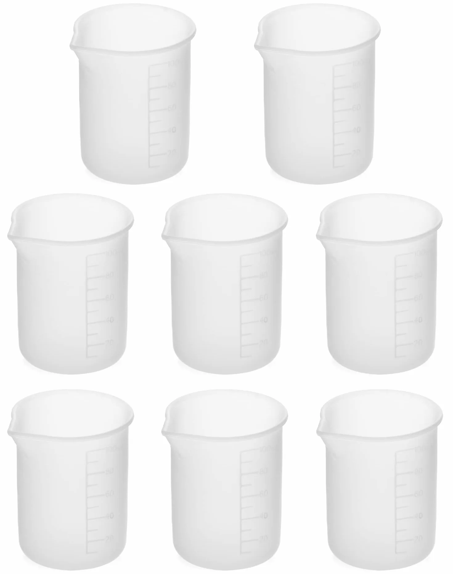 QWORK 8 szt silikonowe kubki pomiarowe 100 ml do żywicy epoksydowej
