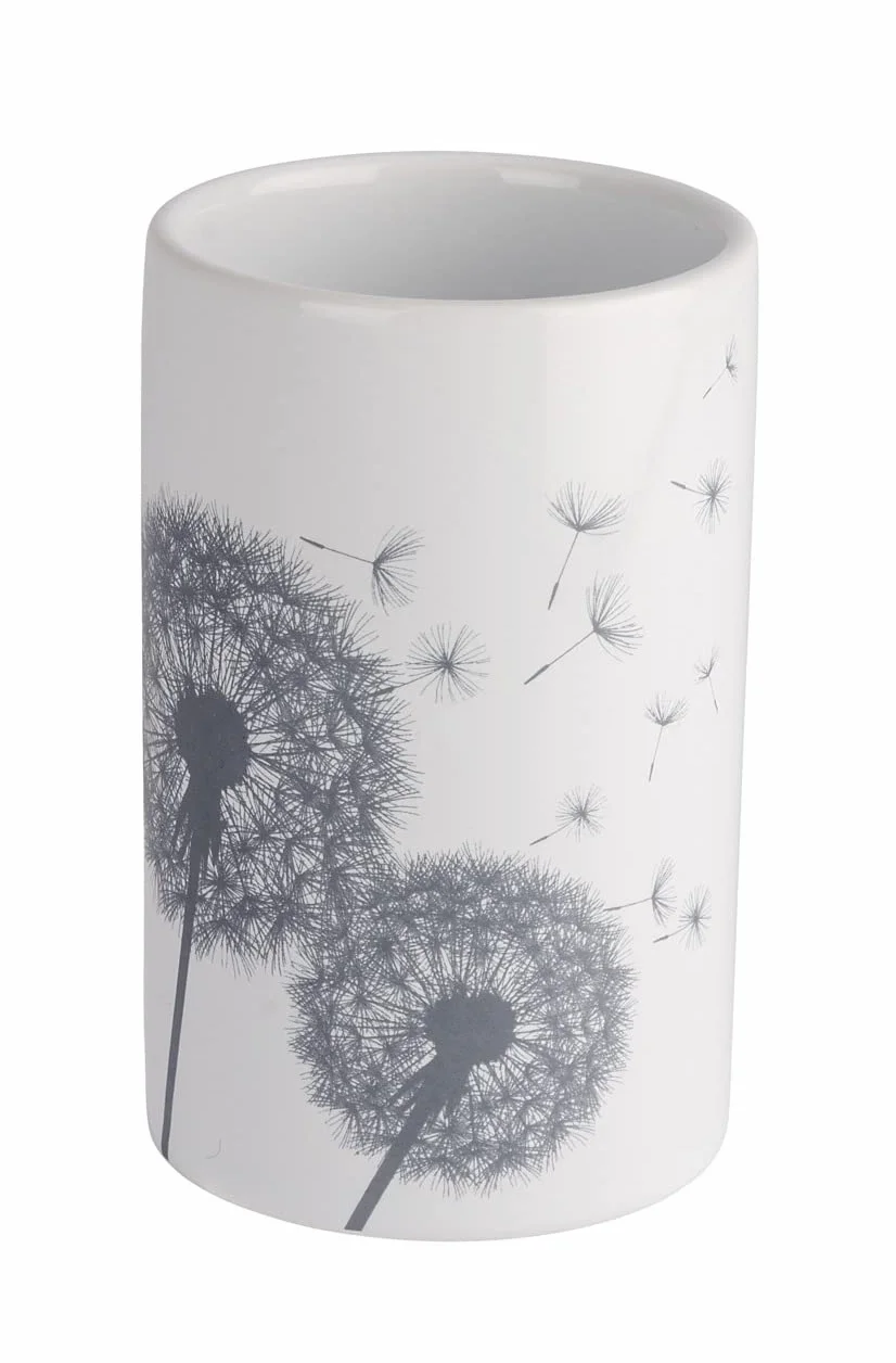 WENKO Astera ceramiczny kubek na szczoteczkę do zębów biały szary 7 x 7 x 11 cm