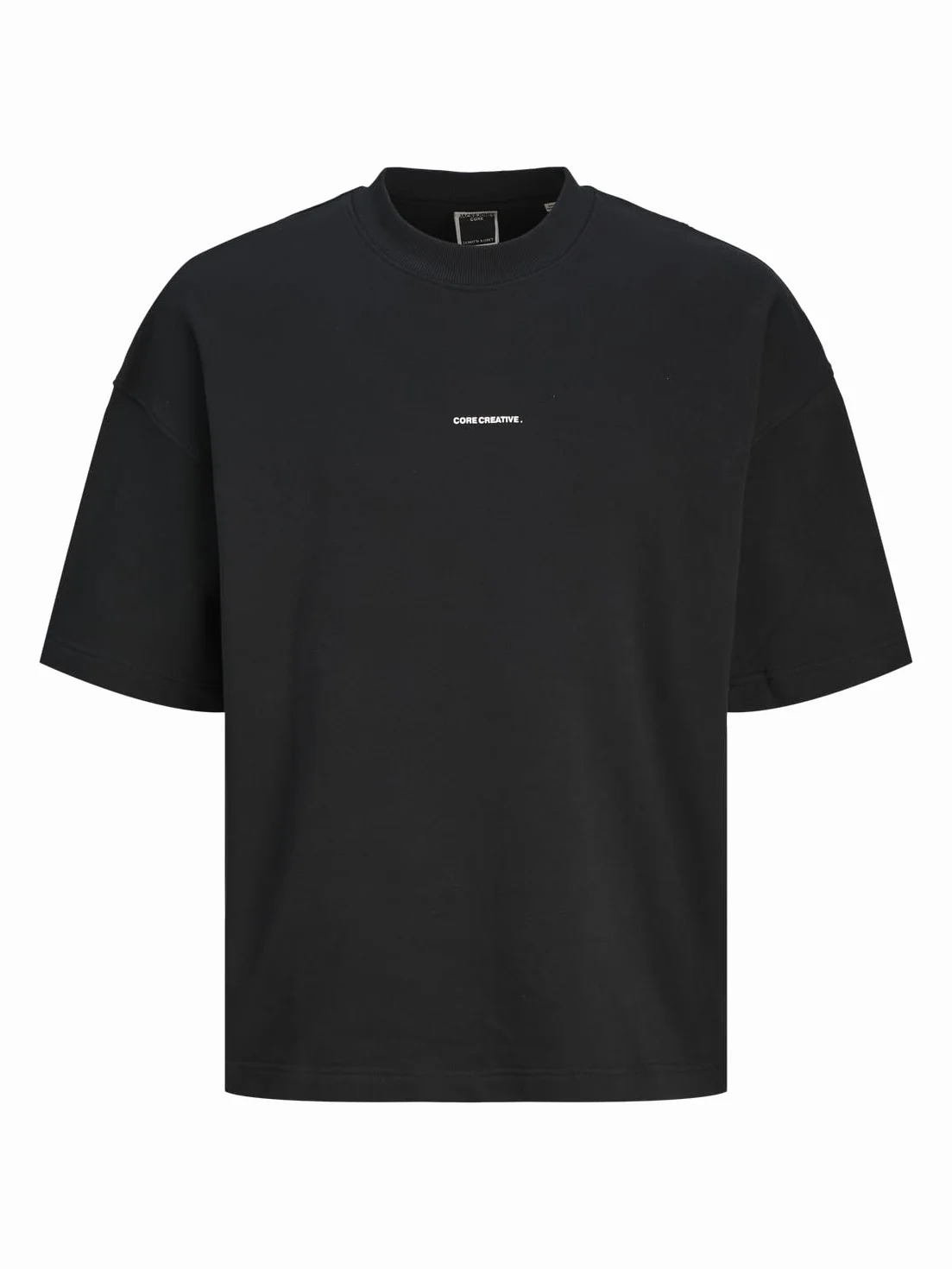 JACK & JONES Jcoinfinity Print Back Sweat Ss męskie, czarny, L