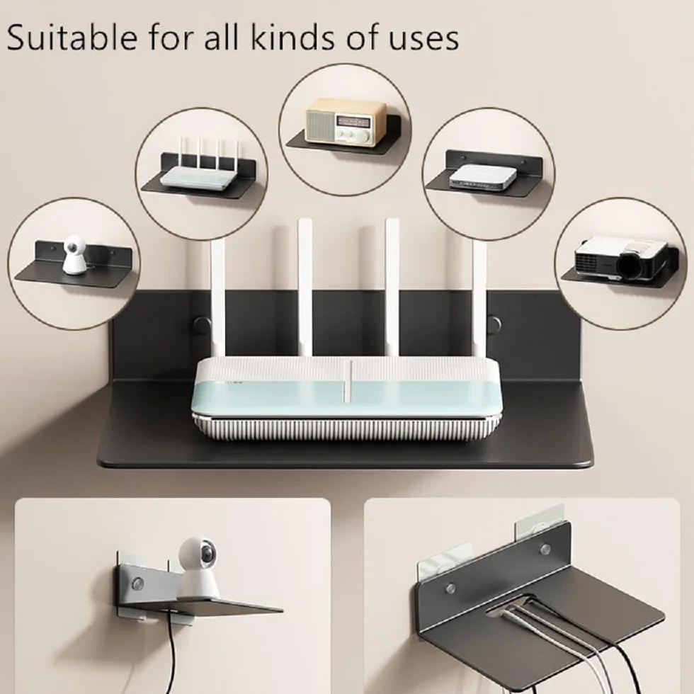 Uchwyt ścienny do projektora, pływająca półka na DVD, router WiFi, konsolę