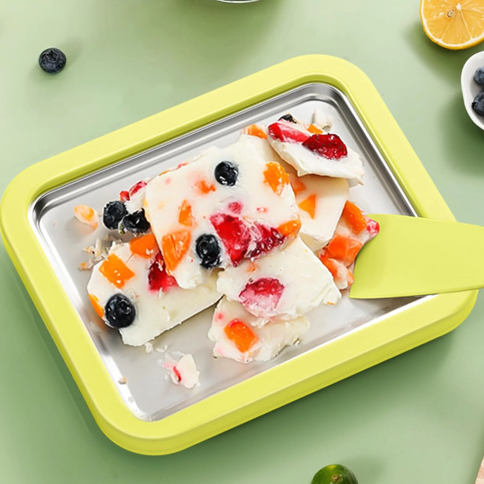 Roll Ice Cream Maker - Homemade Yogurt Rolls Tray with 2 Spatulas