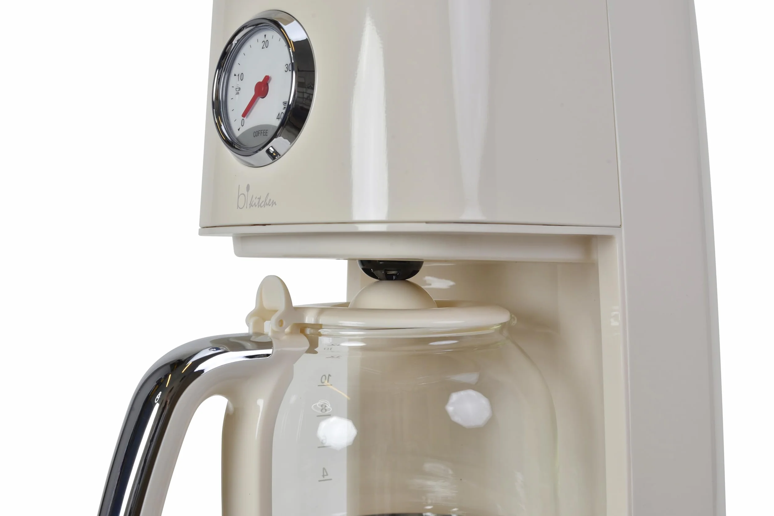 Ekspres do kawy Retro Style Nostalgia 150, kremowo-biały, 900 W, 1,5 l, 4-12 filiżanek, cyferblat do utrzymania ciepła, zdejmowany pojemnik filtrujący, funkcja utrzymania ciepła, automatyczne