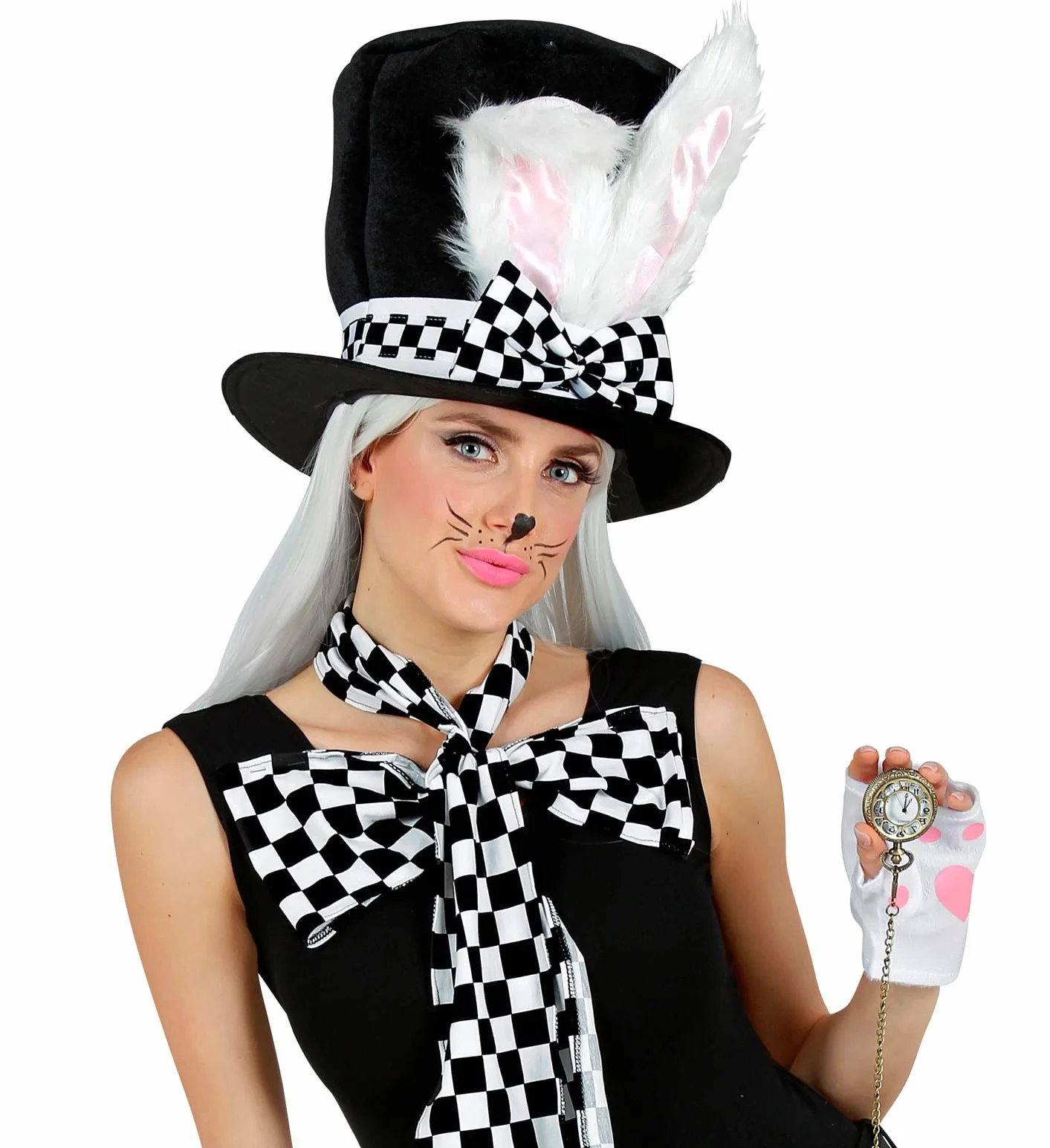 W WIDMANN MILANO Party Fashion 10021 – cylinder z kształtnymi uszami zająca, królik, kraina czarów, bajka, kapelusz, impreza tematyczna, karnawał