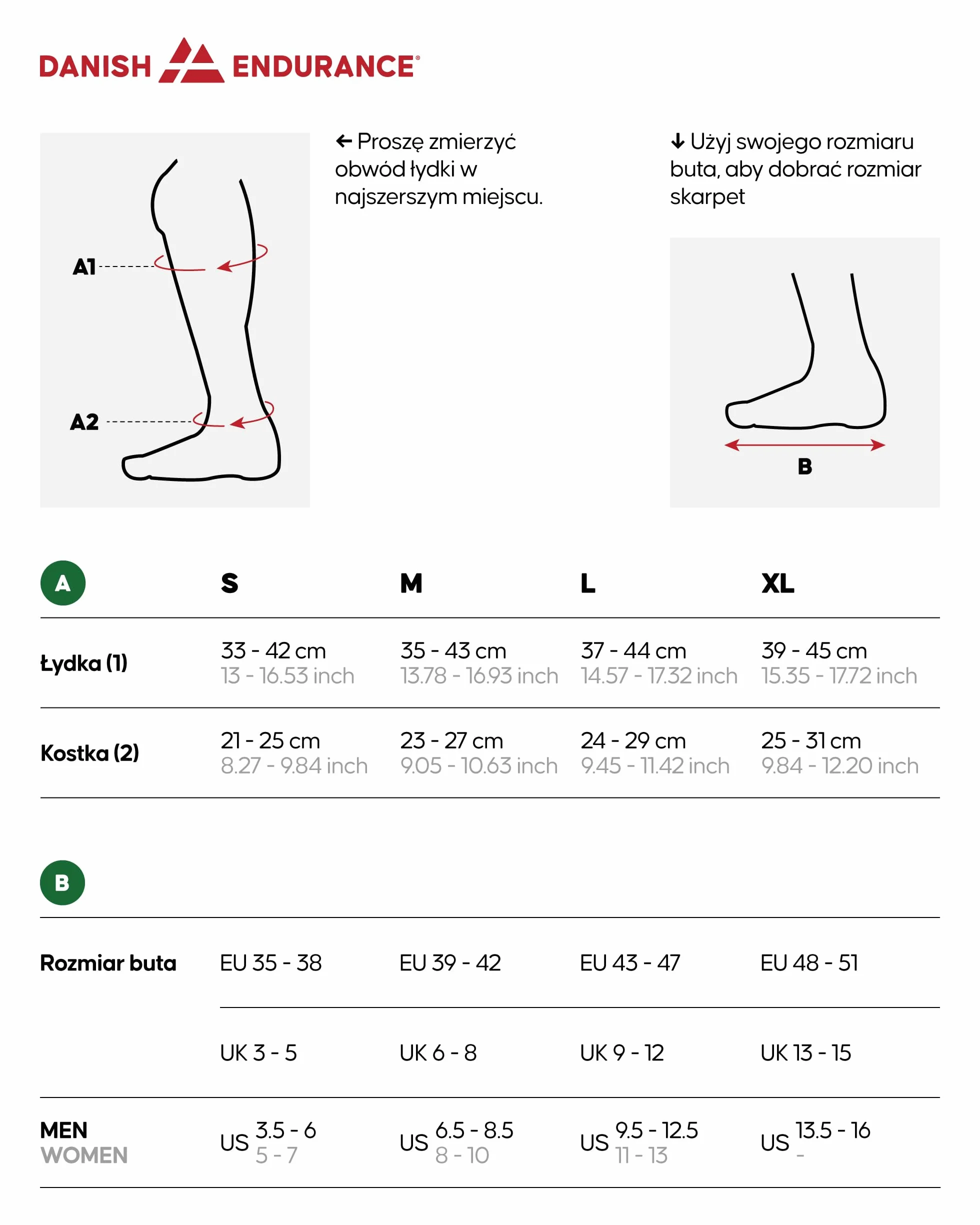 DANISH ENDURANCE Skarpety Kompresyjne dla Mężczyzn i Kobiet, 26-32 mmHg, Stopniowane Wsparcie z Dopasowaniem Biały 43-48