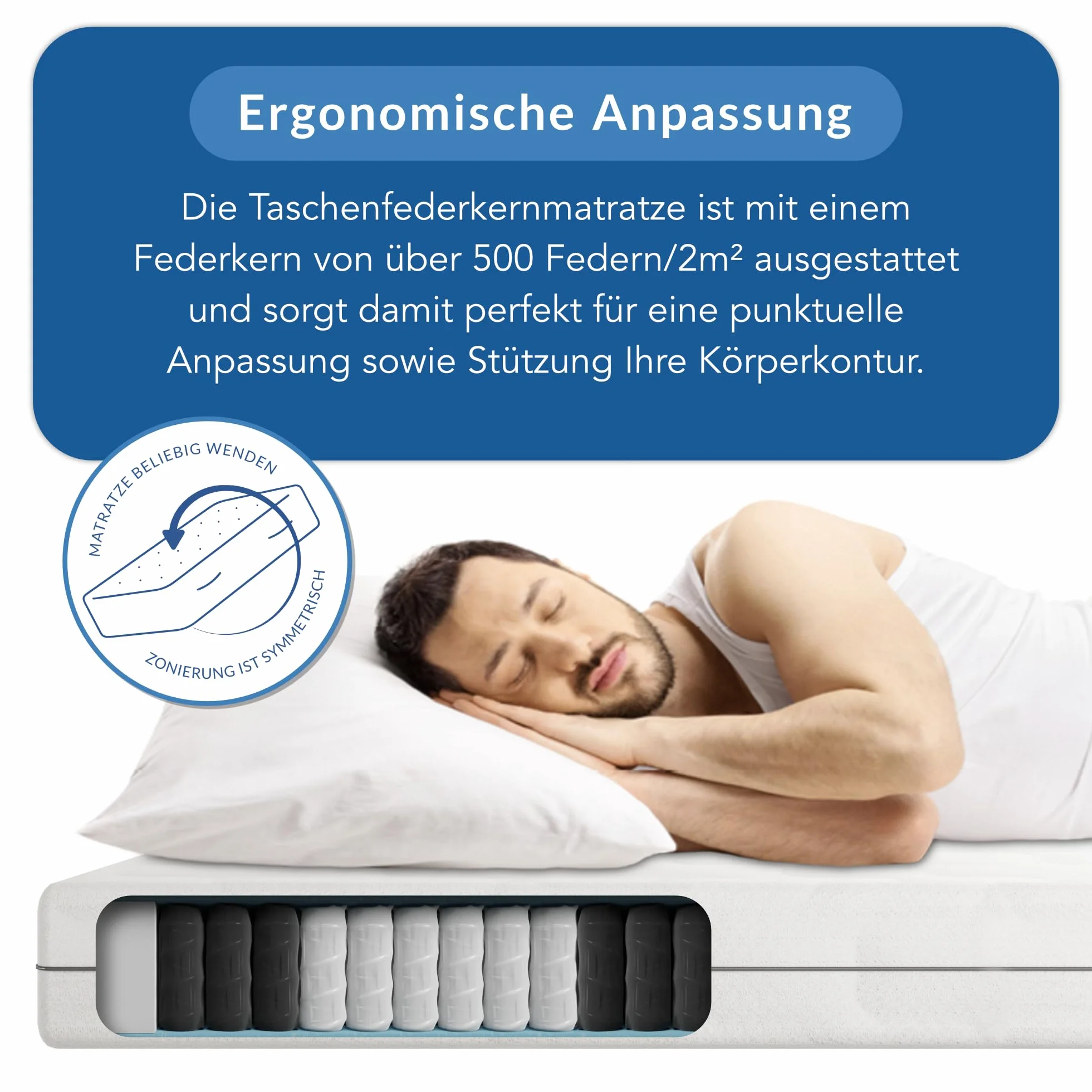 BMM Materac Ortho Medic 90x200 cm H3 7-strefowy ergonomiczny sprężyny kieszeniowe Öko-Tex 21 cm