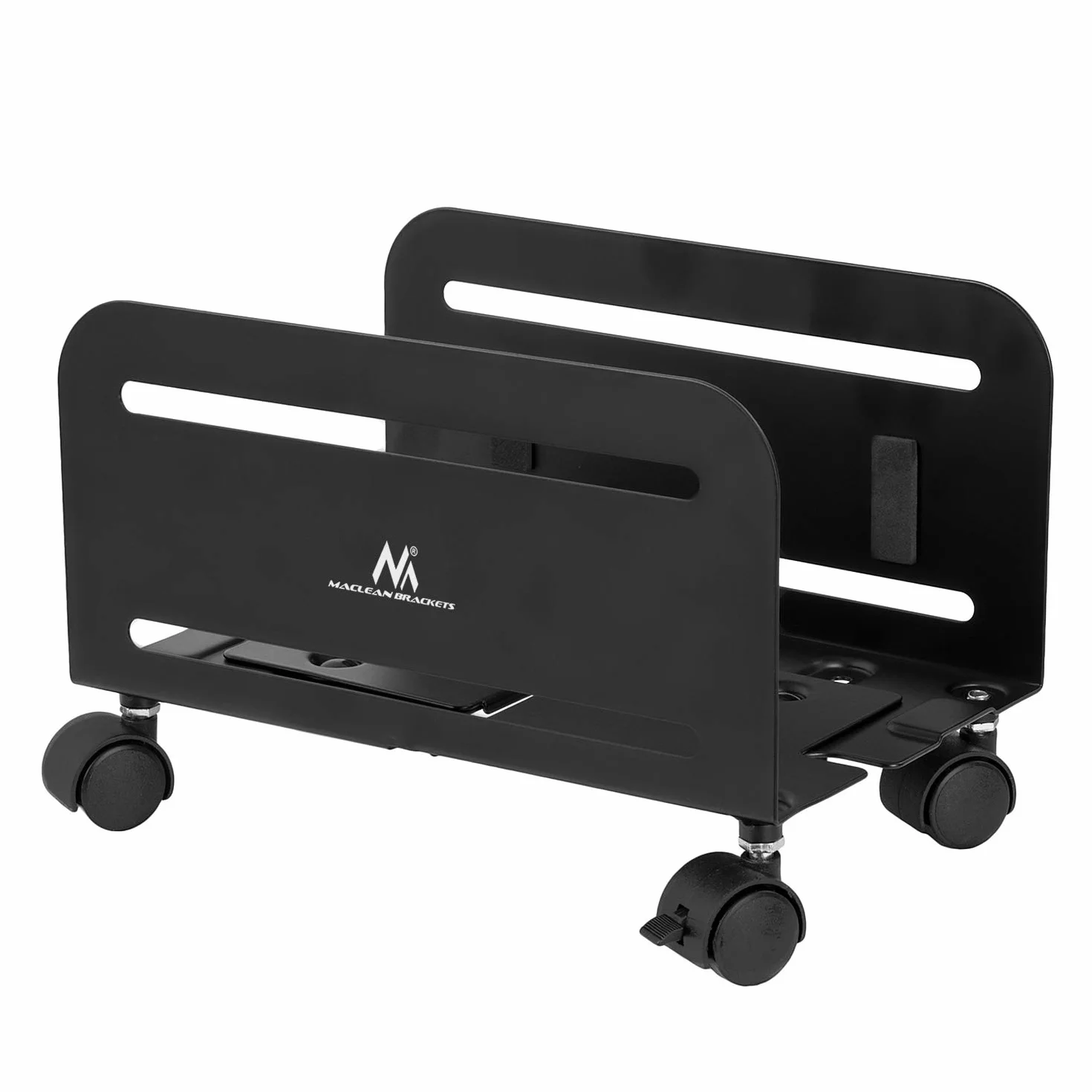 Maclean MC-851 Uniwersalny Wózek na Komputer na kółkach, Mobilny Uchwyt na PC do 10 kg, Regulacja Szerokości 119-209 mm